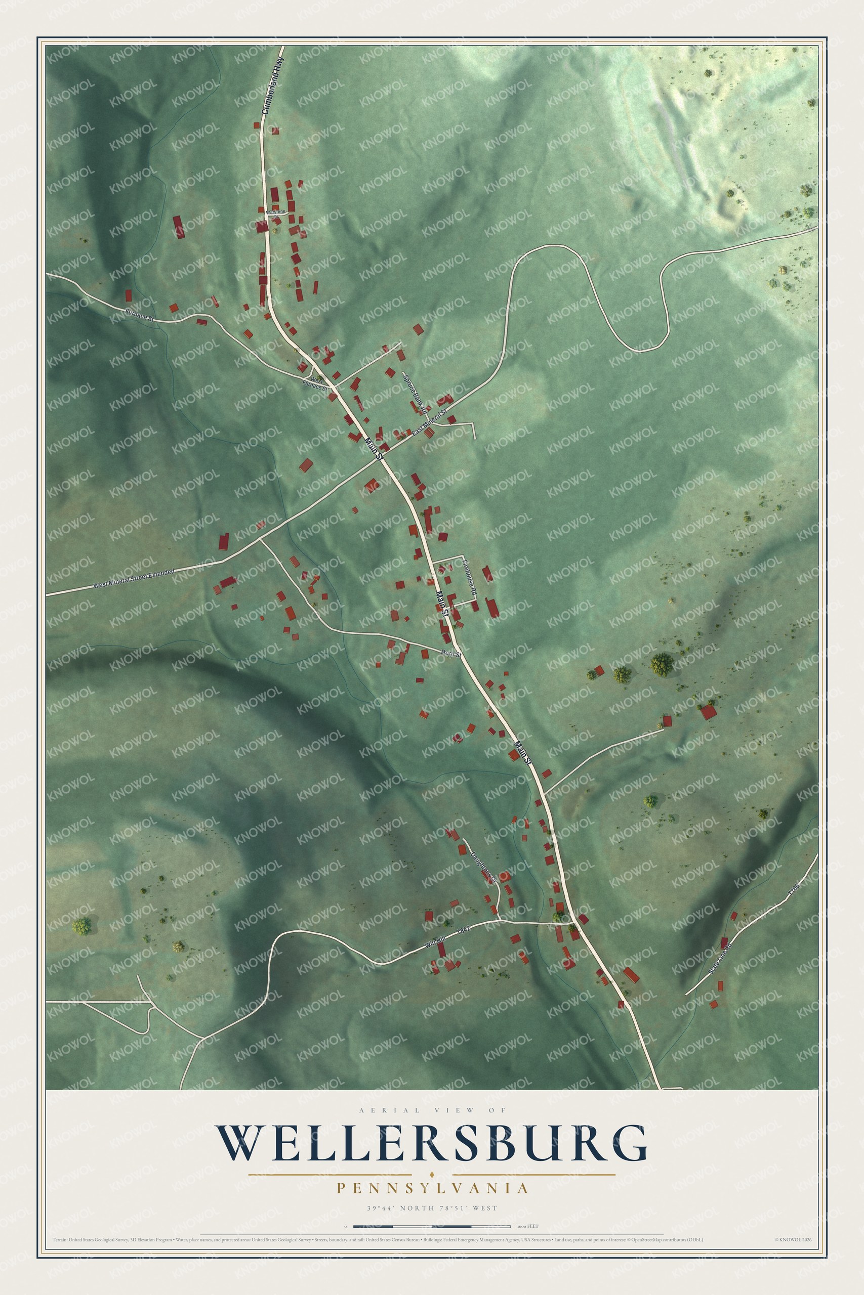 Watermarked full-map preview of Wellersburg, Pennsylvania