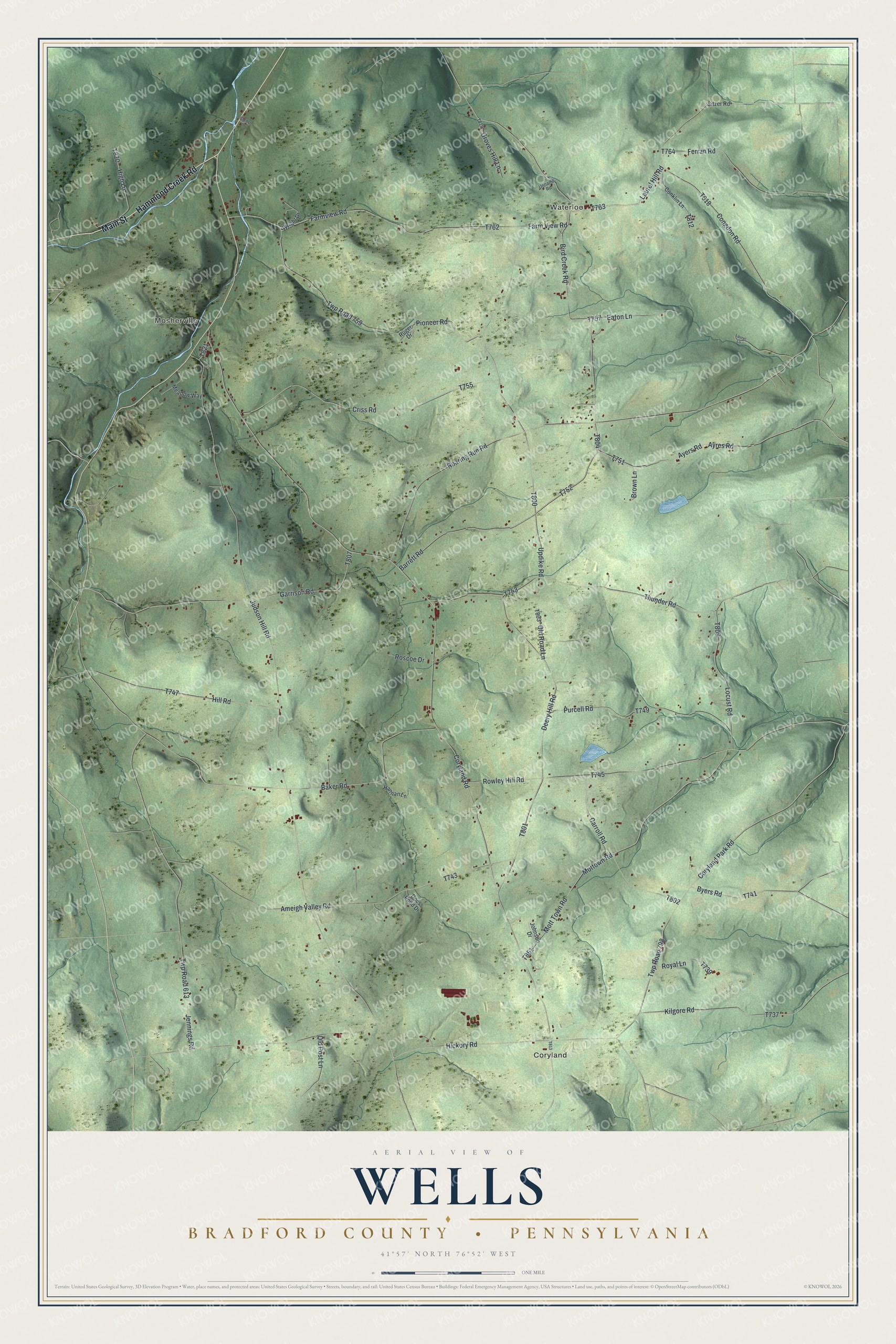 Watermarked full-map preview of Wells, Pennsylvania