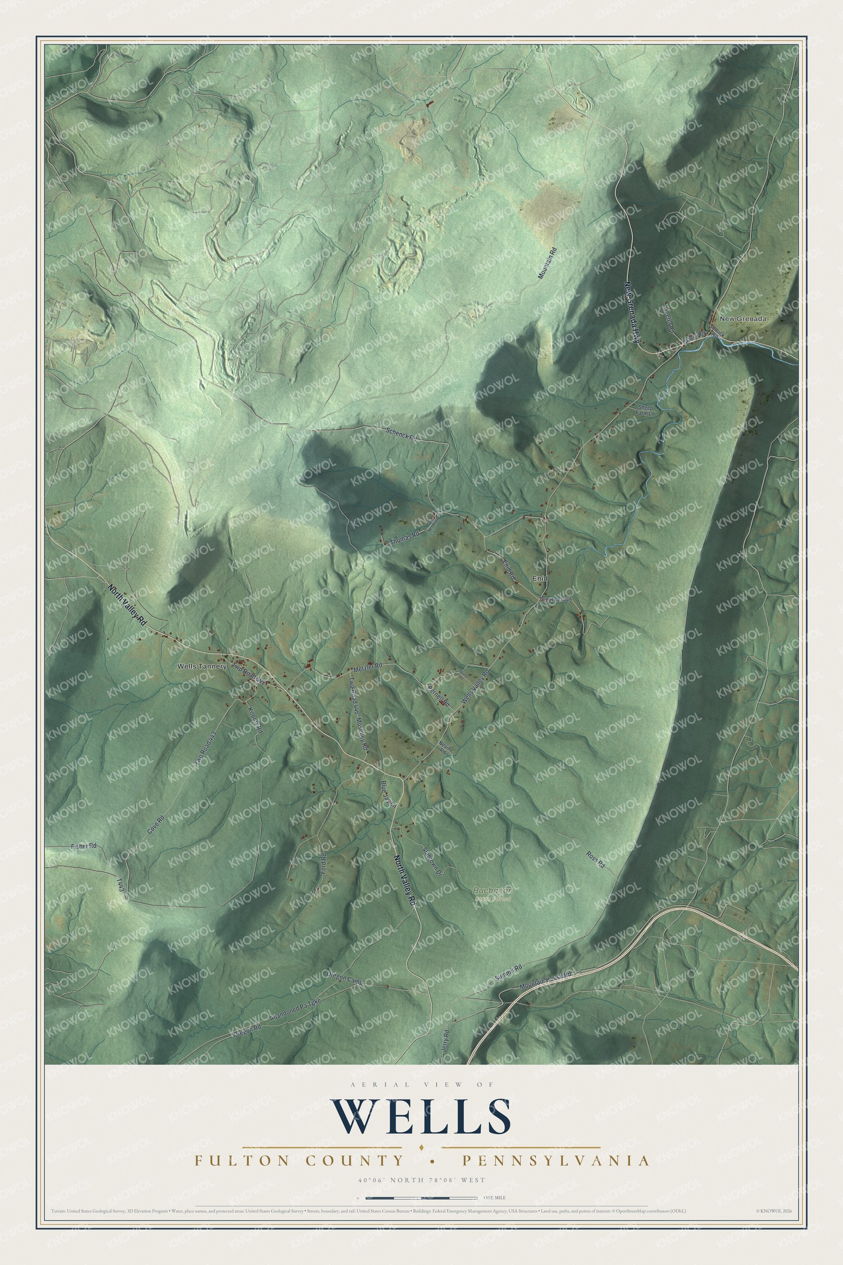 Watermarked full-map preview of Wells, Pennsylvania