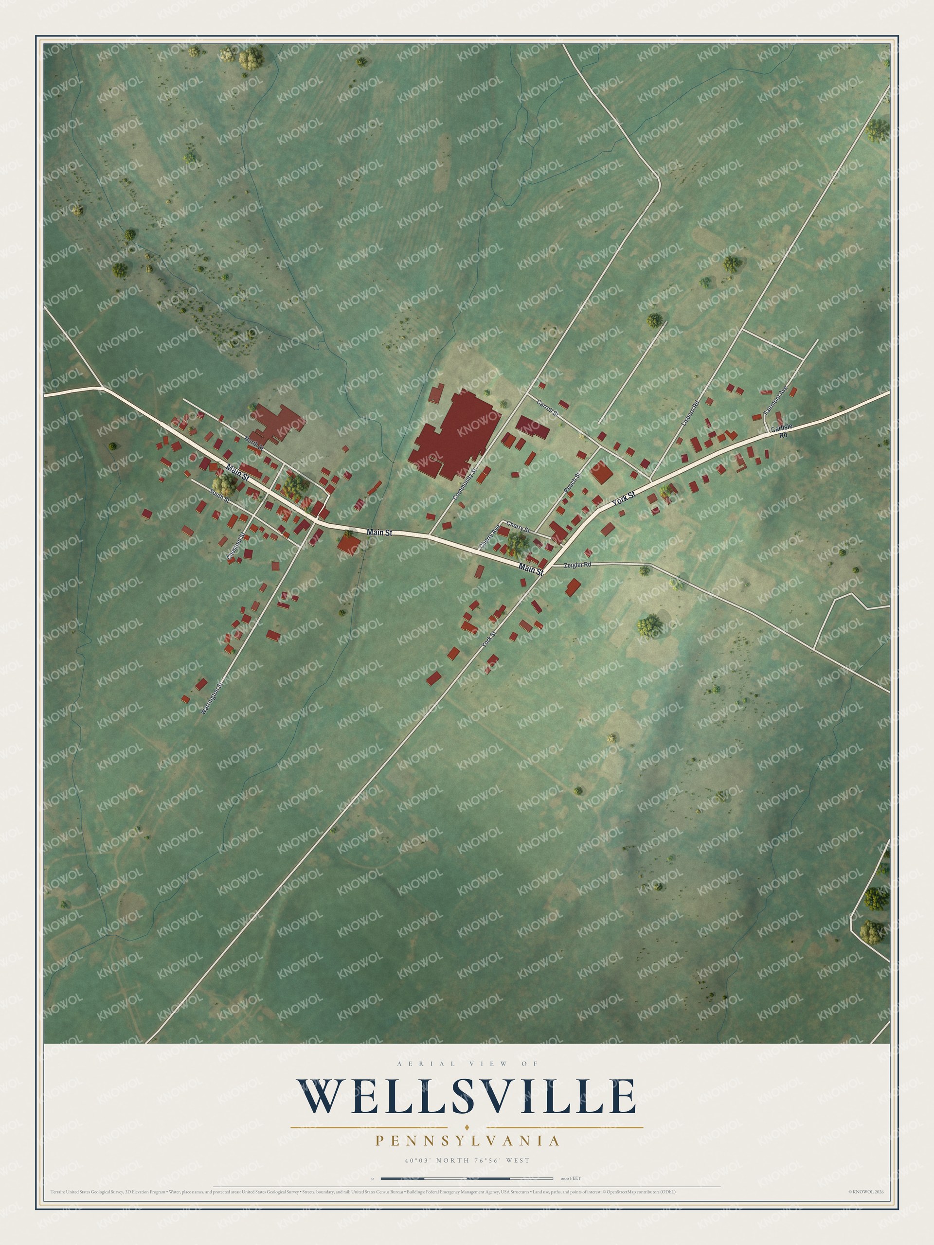 Watermarked full-map preview of Wellsville, Pennsylvania