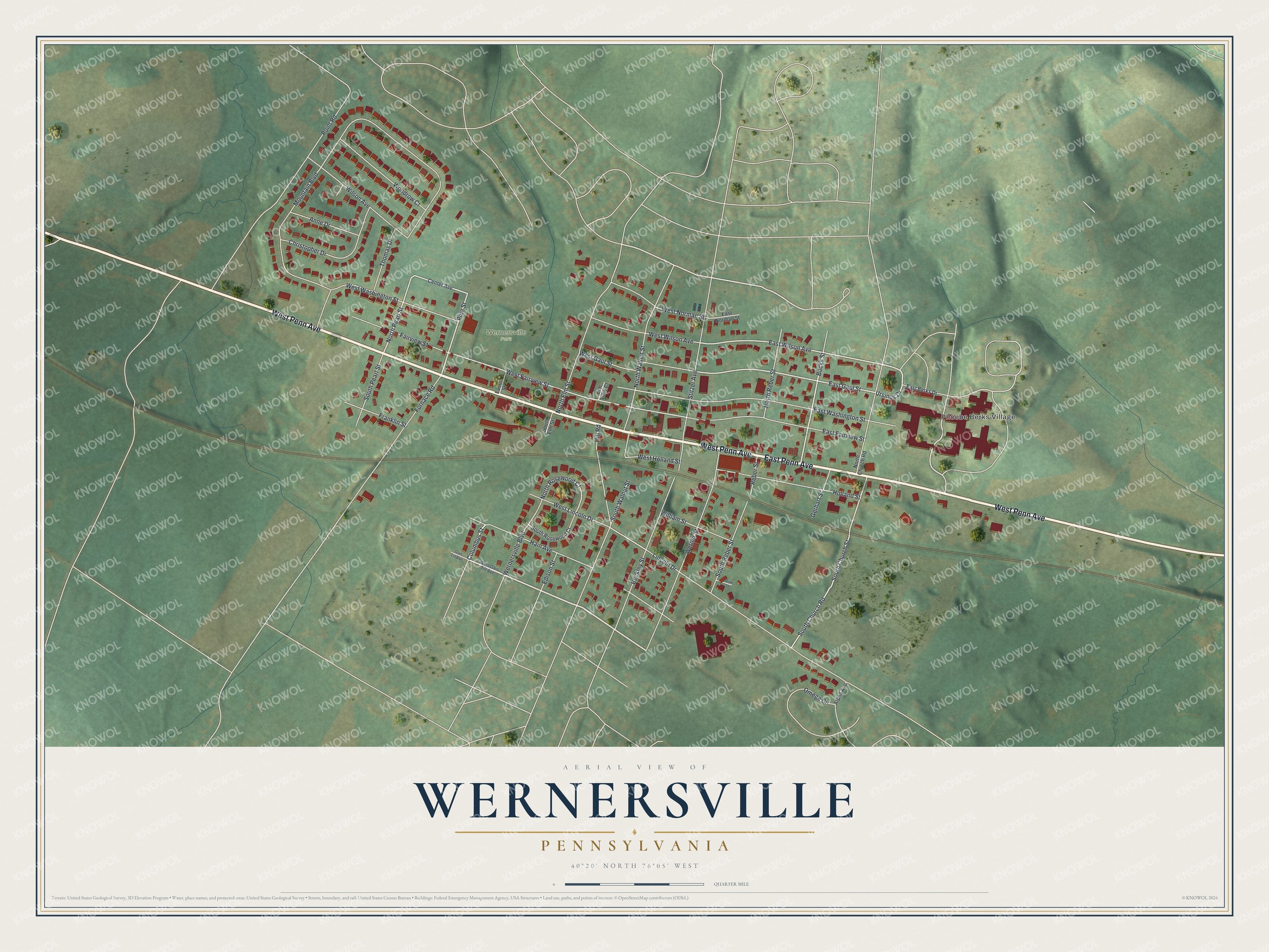 Watermarked full-map preview of Wernersville, Pennsylvania