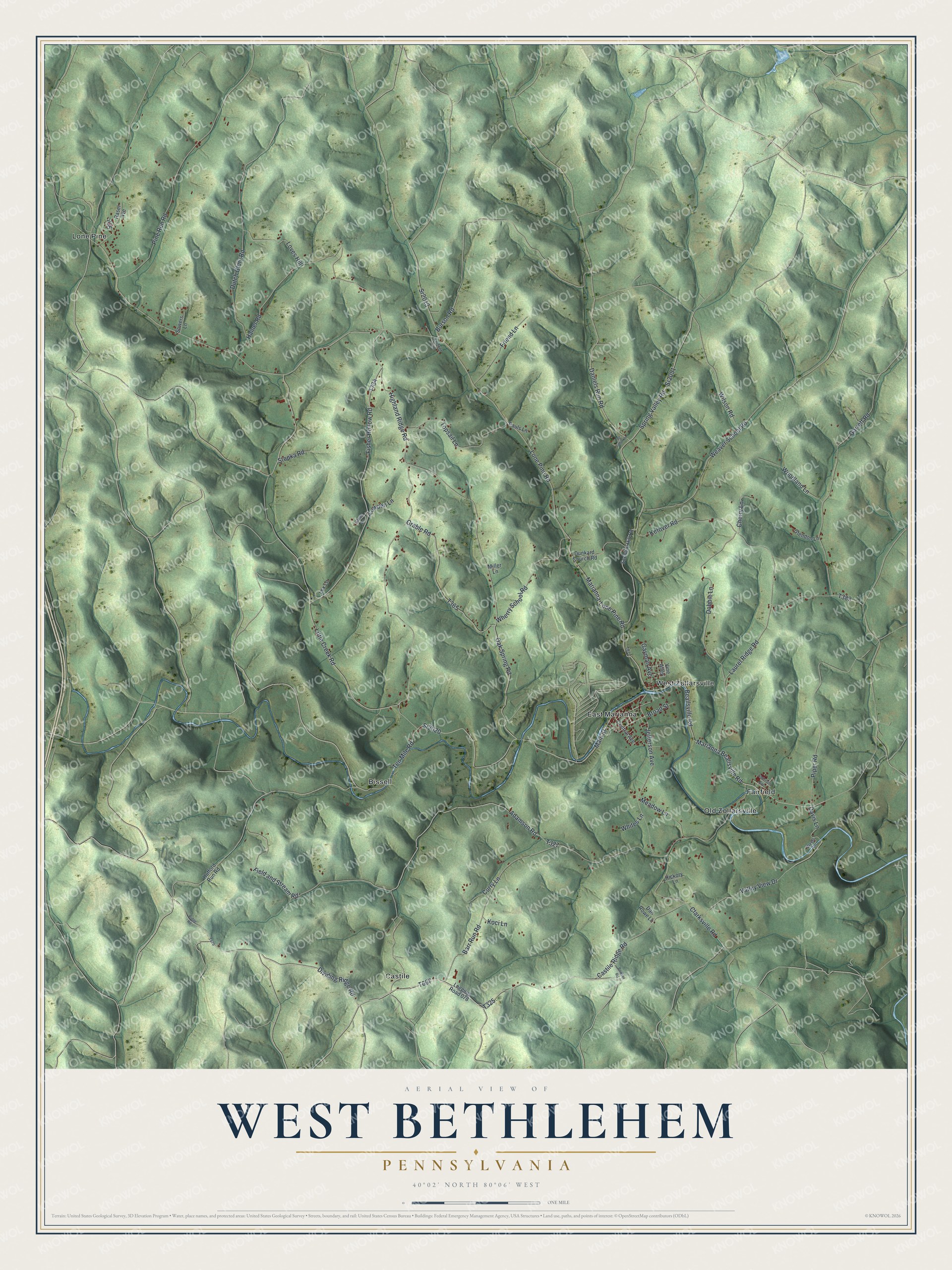 Watermarked full-map preview of West Bethlehem, Pennsylvania