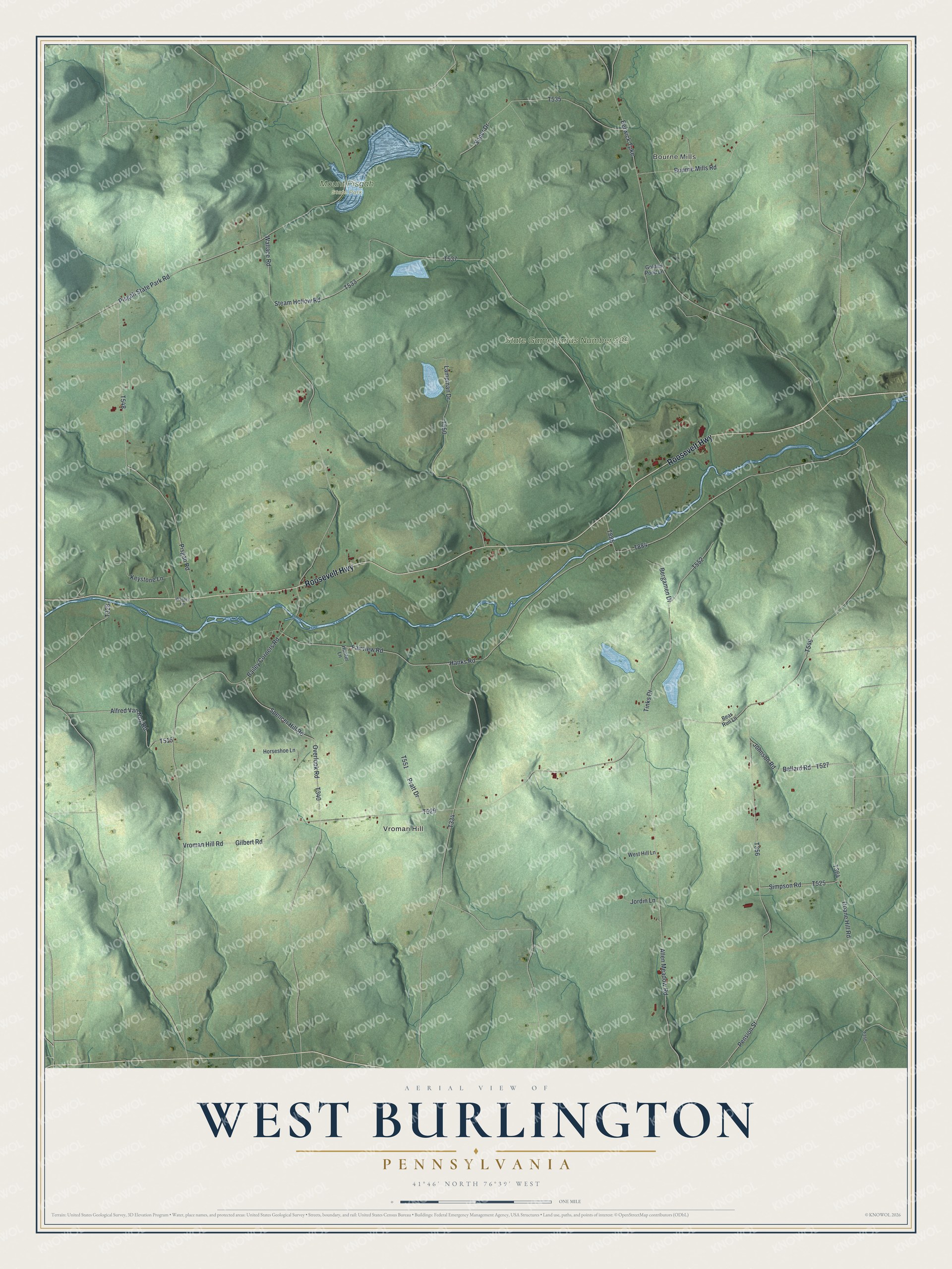 Watermarked full-map preview of West Burlington, Pennsylvania