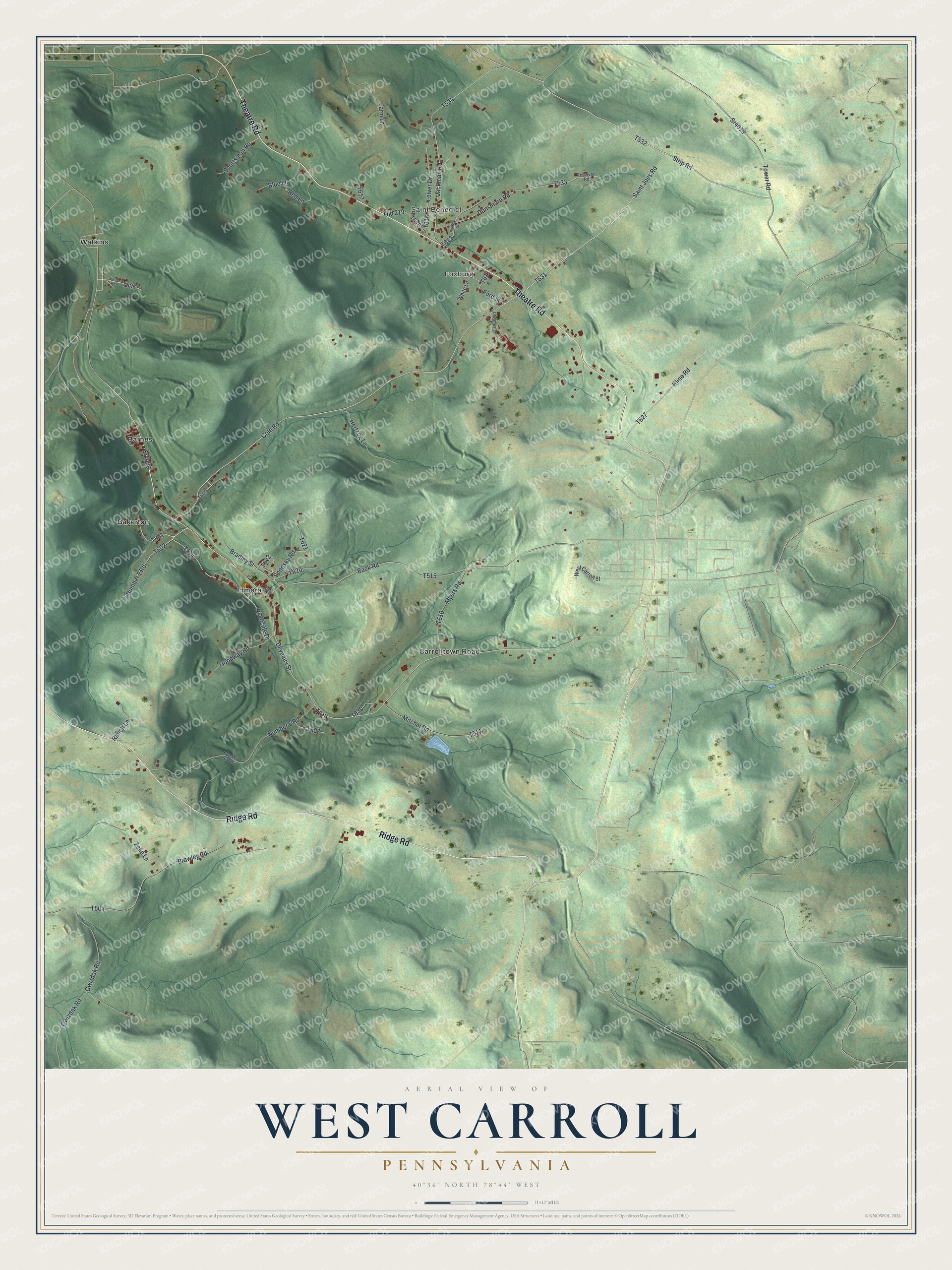 Watermarked full-map preview of West Carroll, Pennsylvania