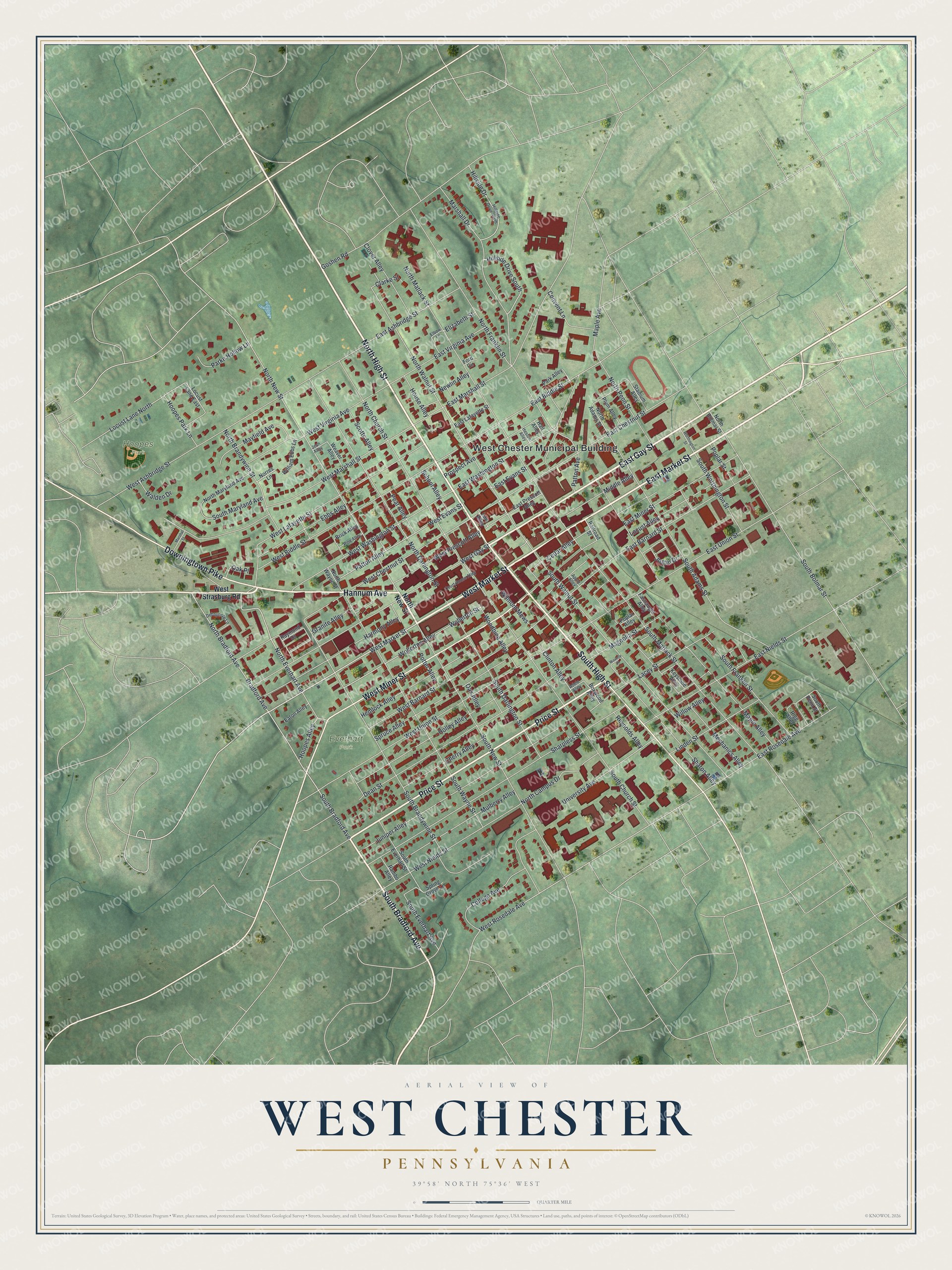 Watermarked full-map preview of West Chester, Pennsylvania