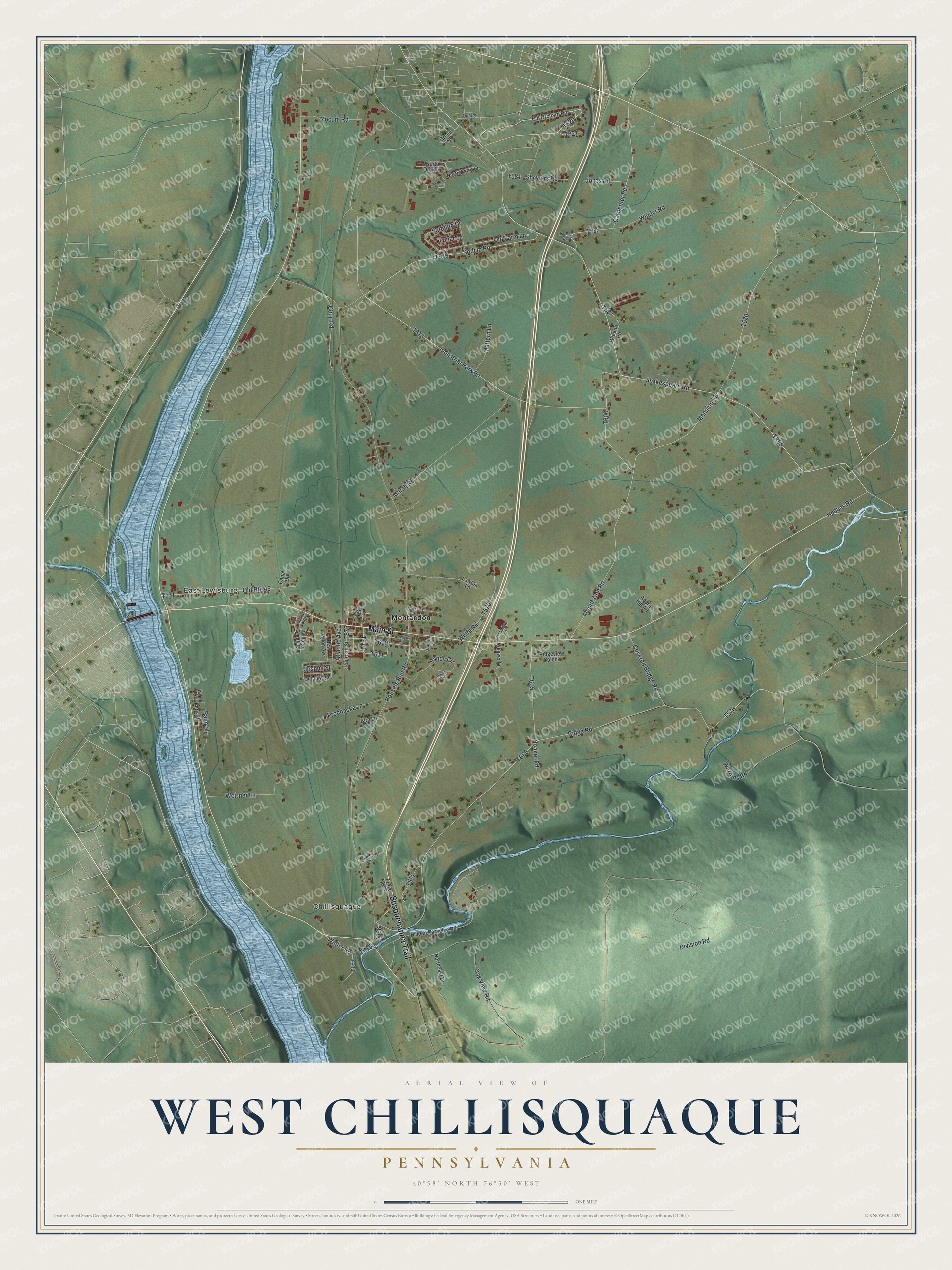 Watermarked full-map preview of West Chillisquaque, Pennsylvania