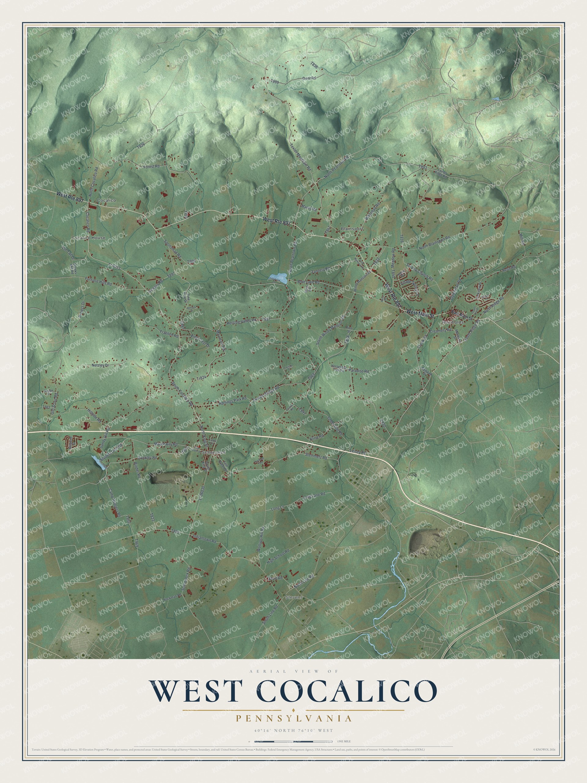 Watermarked full-map preview of West Cocalico, Pennsylvania