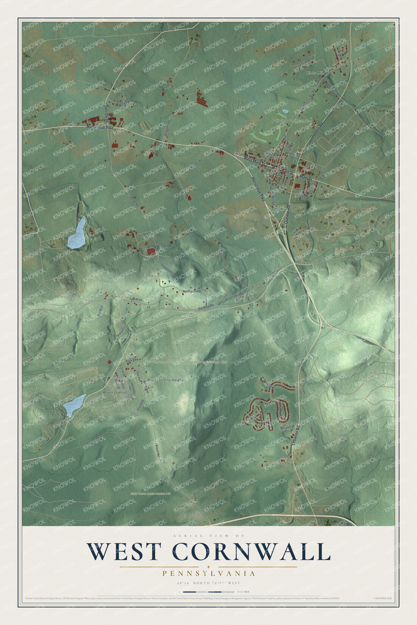 Watermarked full-map preview of West Cornwall, Pennsylvania