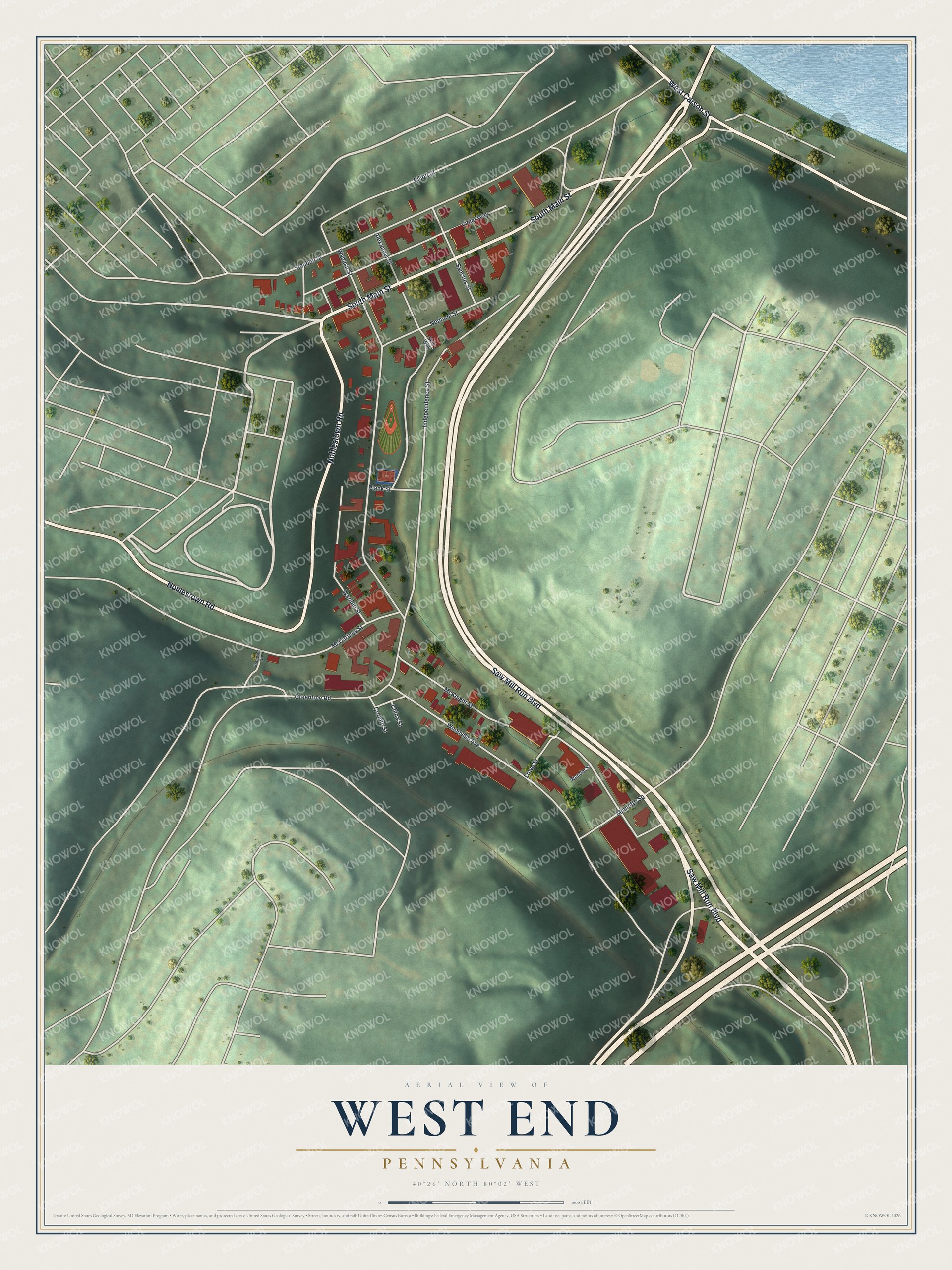 Watermarked full-map preview of West End, Pennsylvania