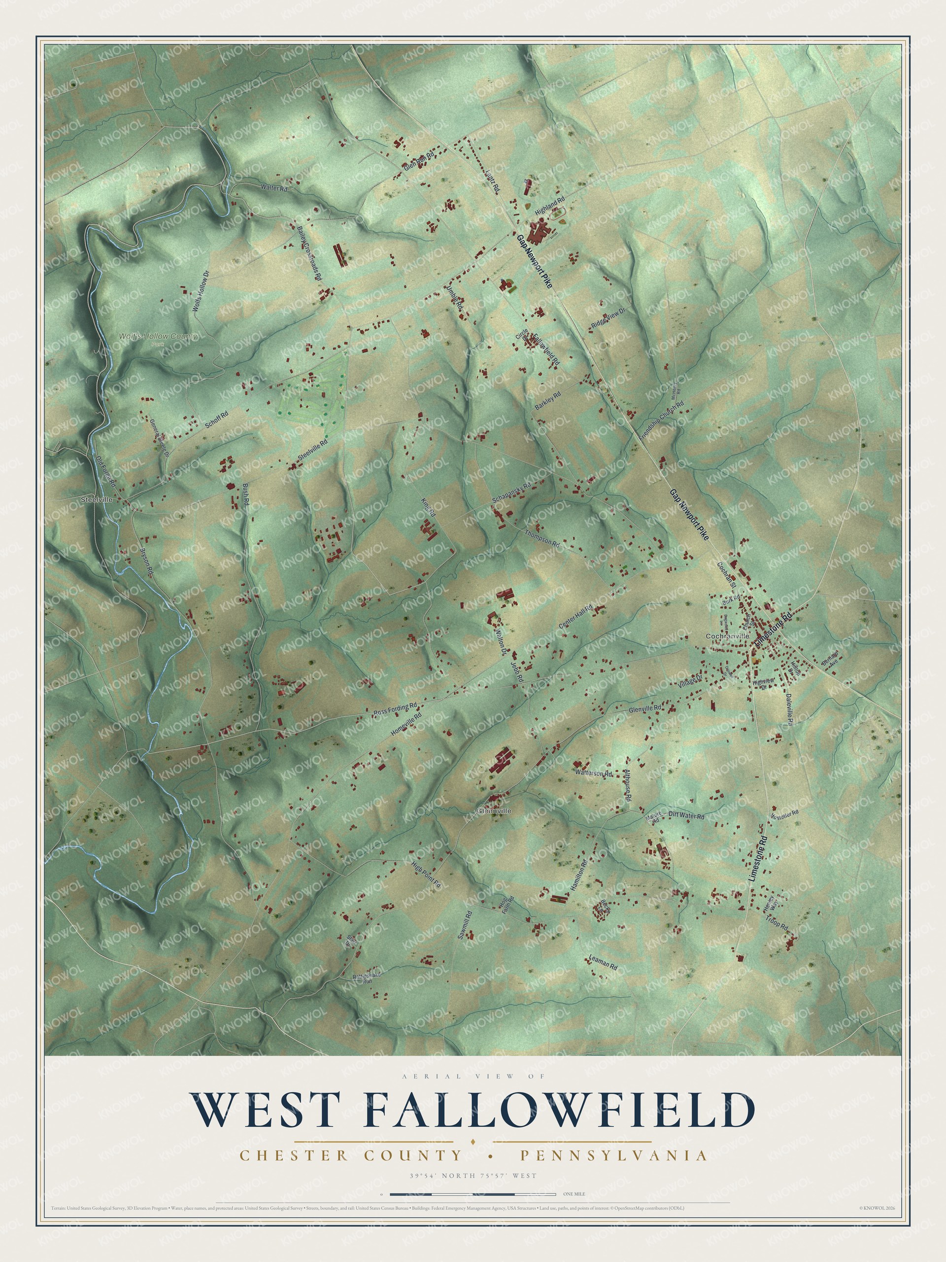Watermarked full-map preview of West Fallowfield, Pennsylvania