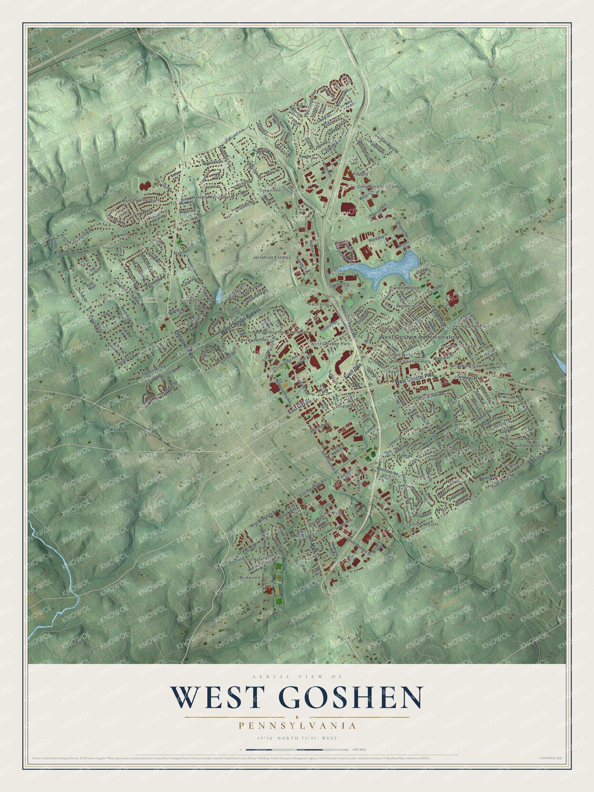Watermarked full-map preview of West Goshen, Pennsylvania