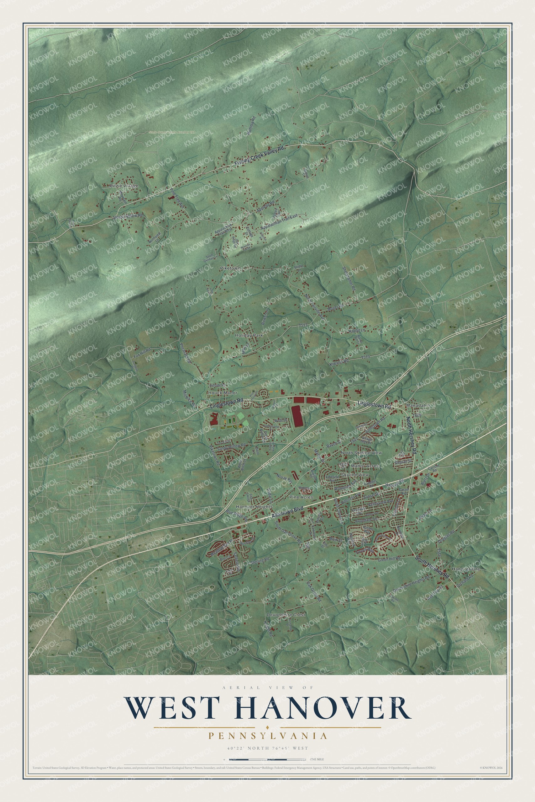 Watermarked full-map preview of West Hanover, Pennsylvania