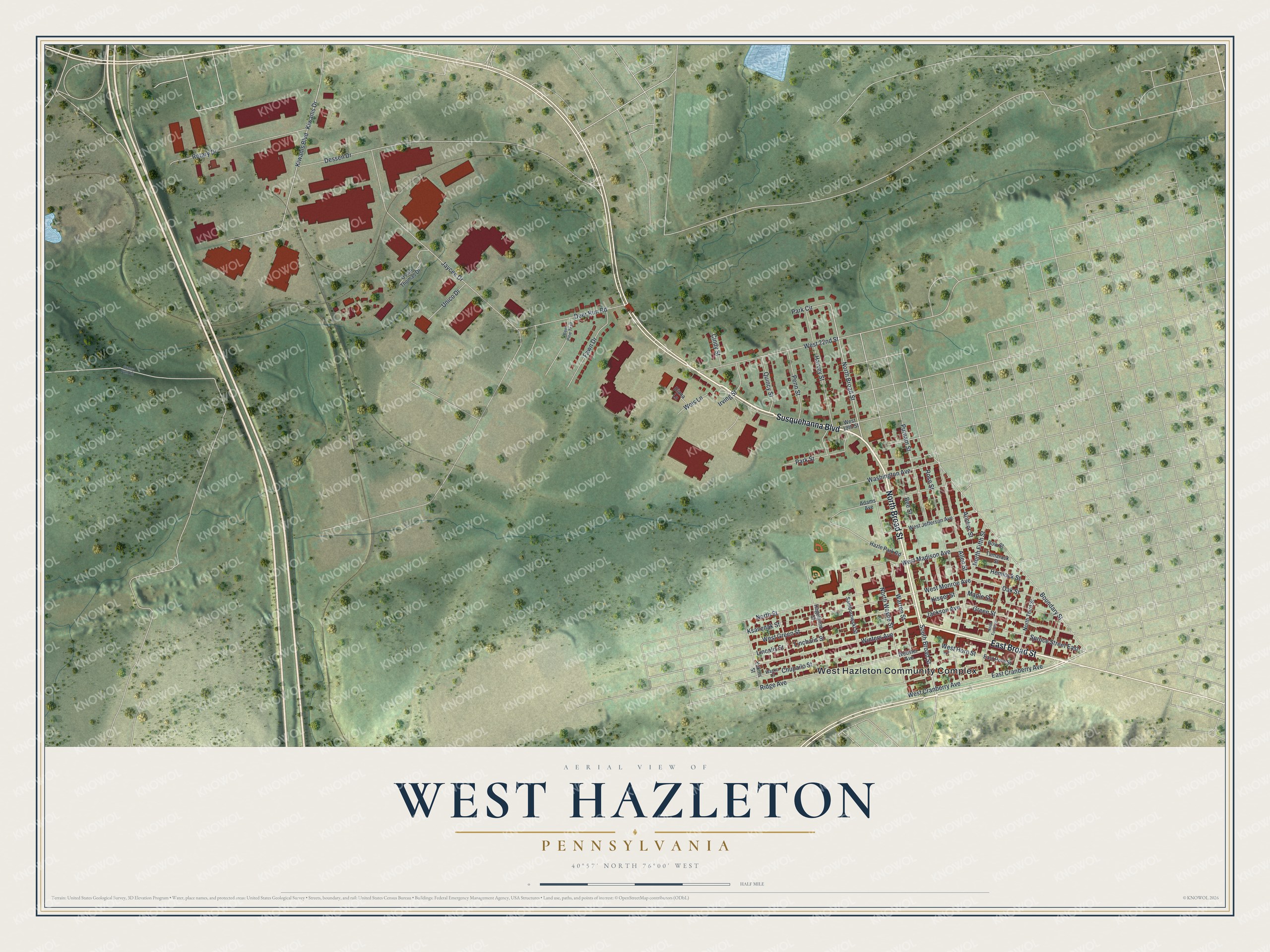 Watermarked full-map preview of West Hazleton, Pennsylvania