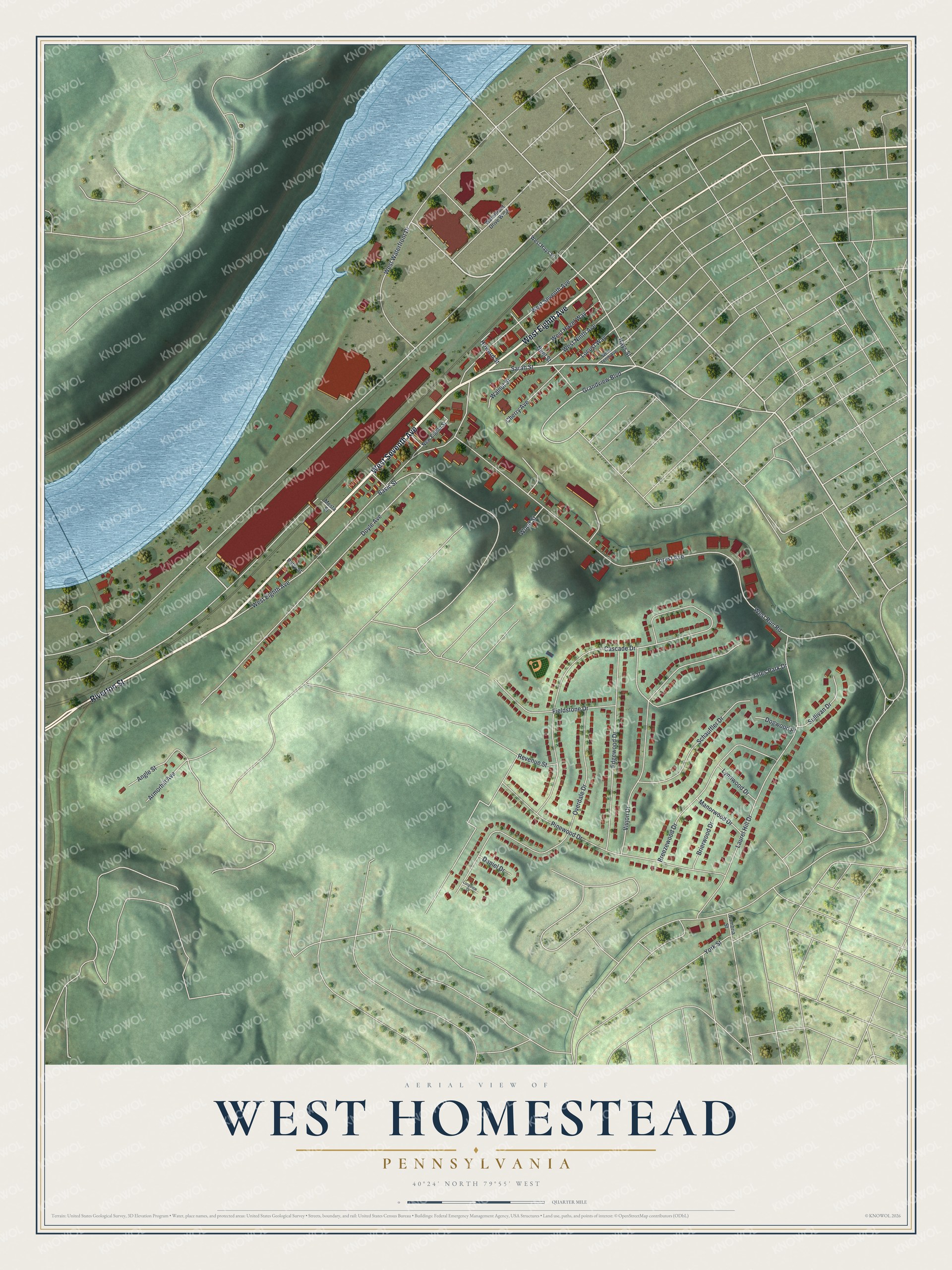 Watermarked full-map preview of West Homestead, Pennsylvania