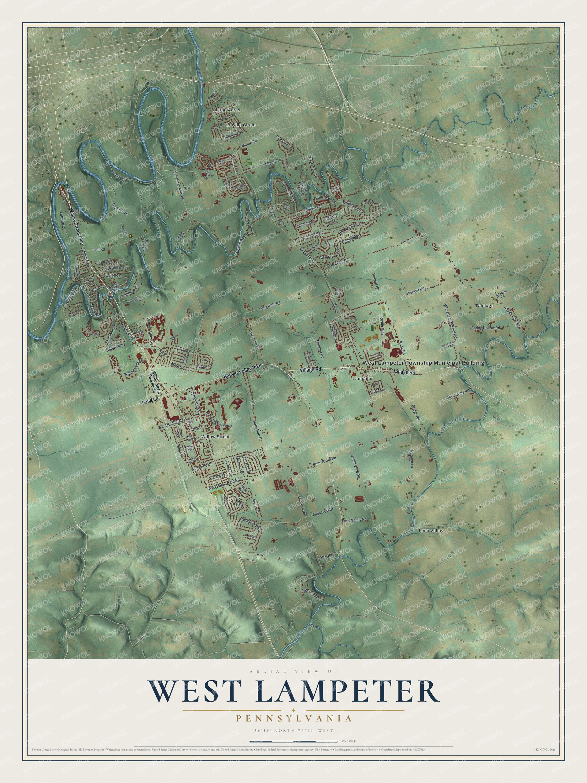 Watermarked full-map preview of West Lampeter, Pennsylvania