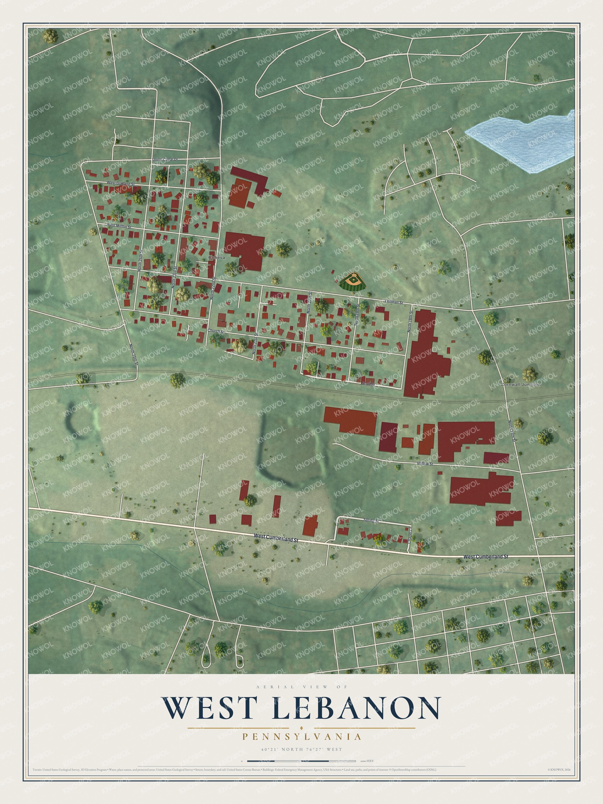 Watermarked full-map preview of West Lebanon, Pennsylvania