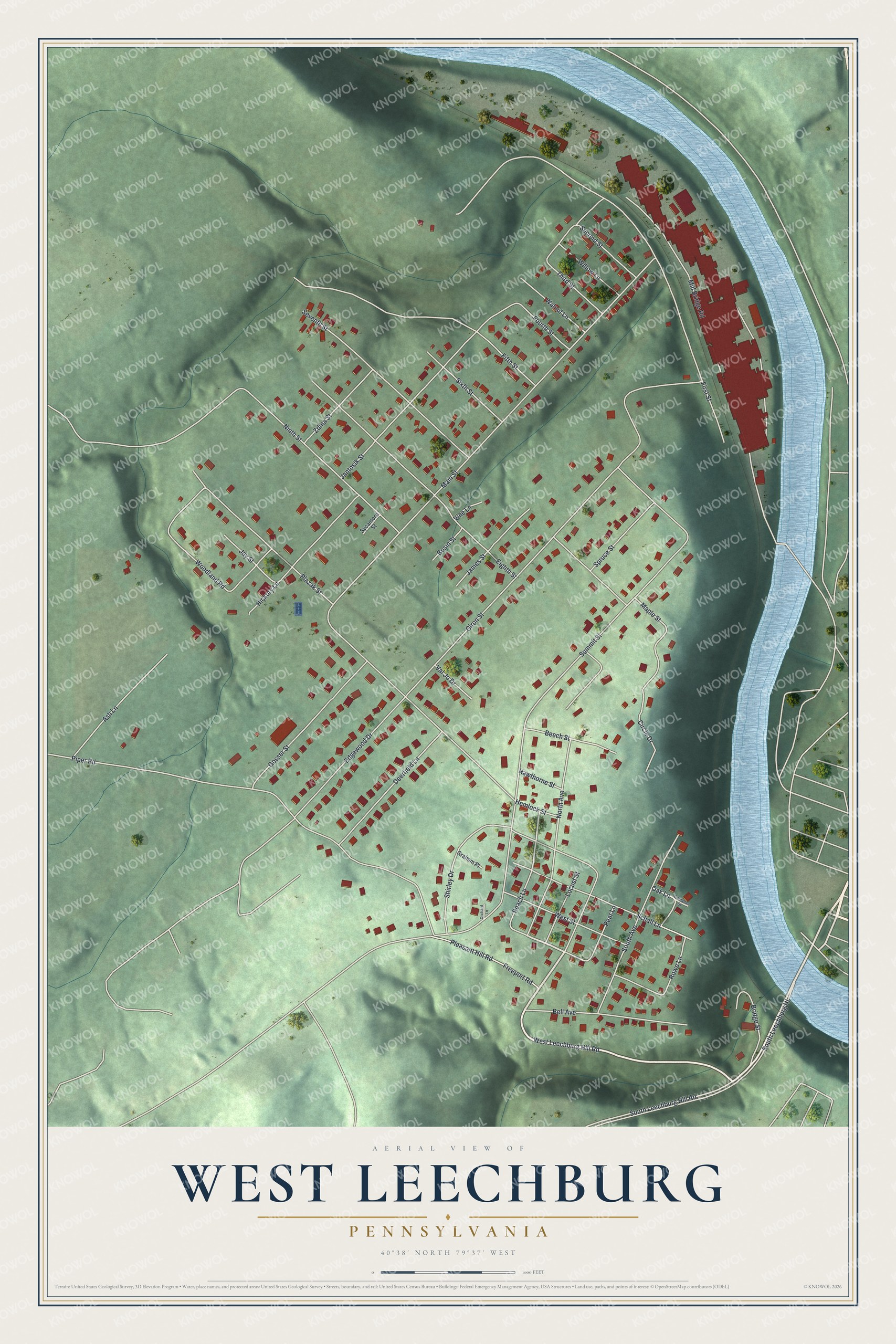 Watermarked full-map preview of West Leechburg, Pennsylvania