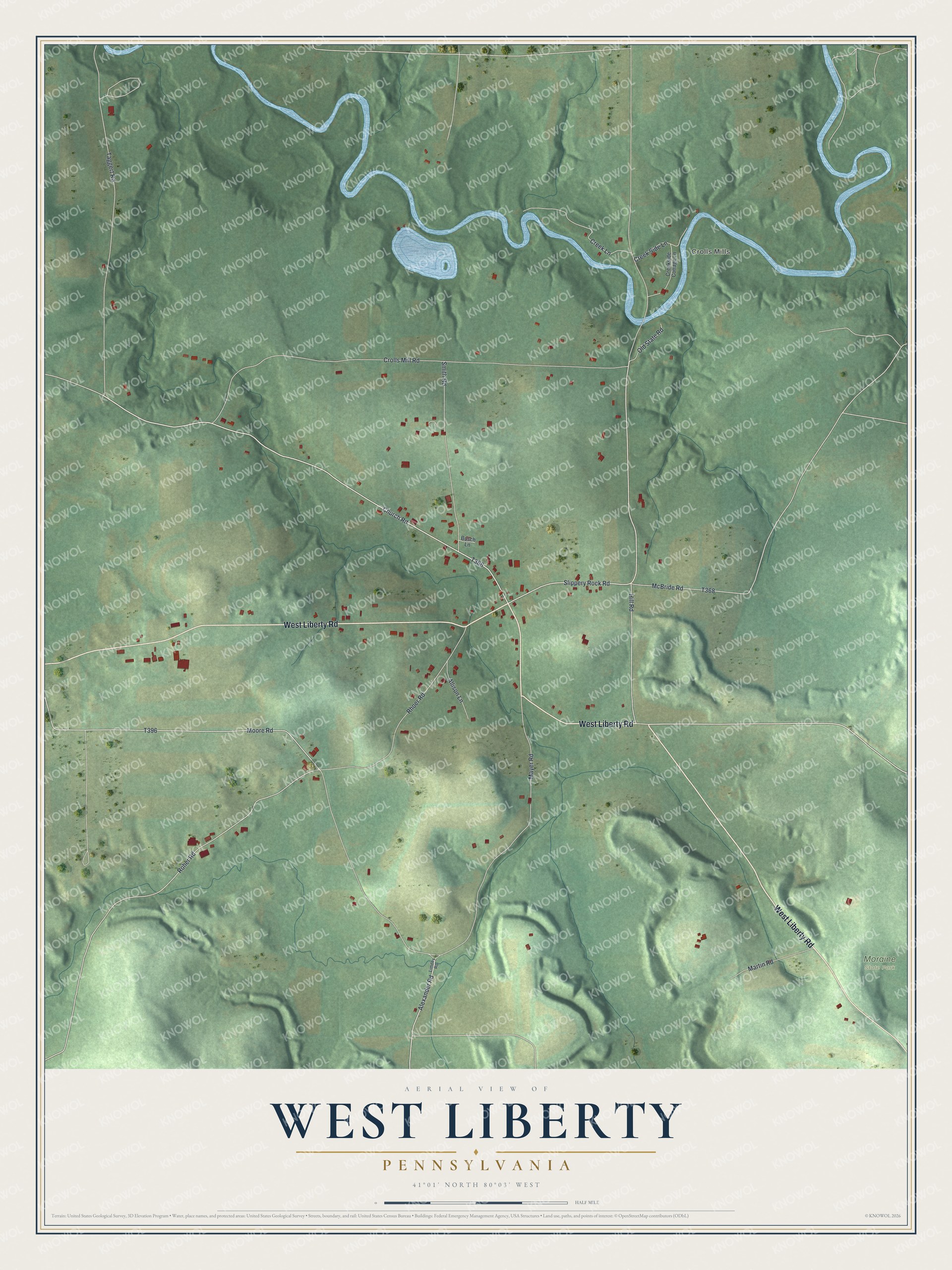 Watermarked full-map preview of West Liberty, Pennsylvania