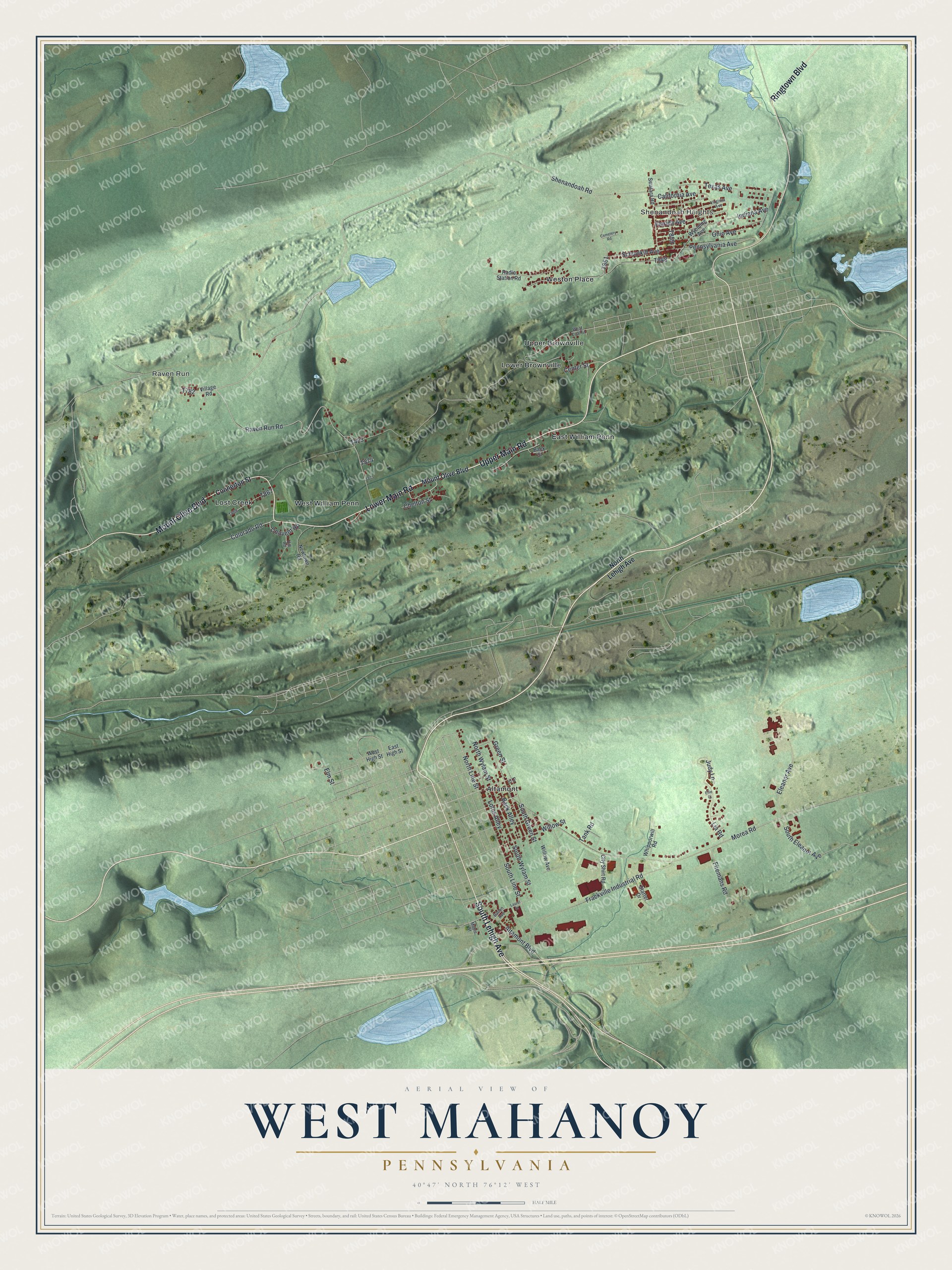 Watermarked full-map preview of West Mahanoy, Pennsylvania
