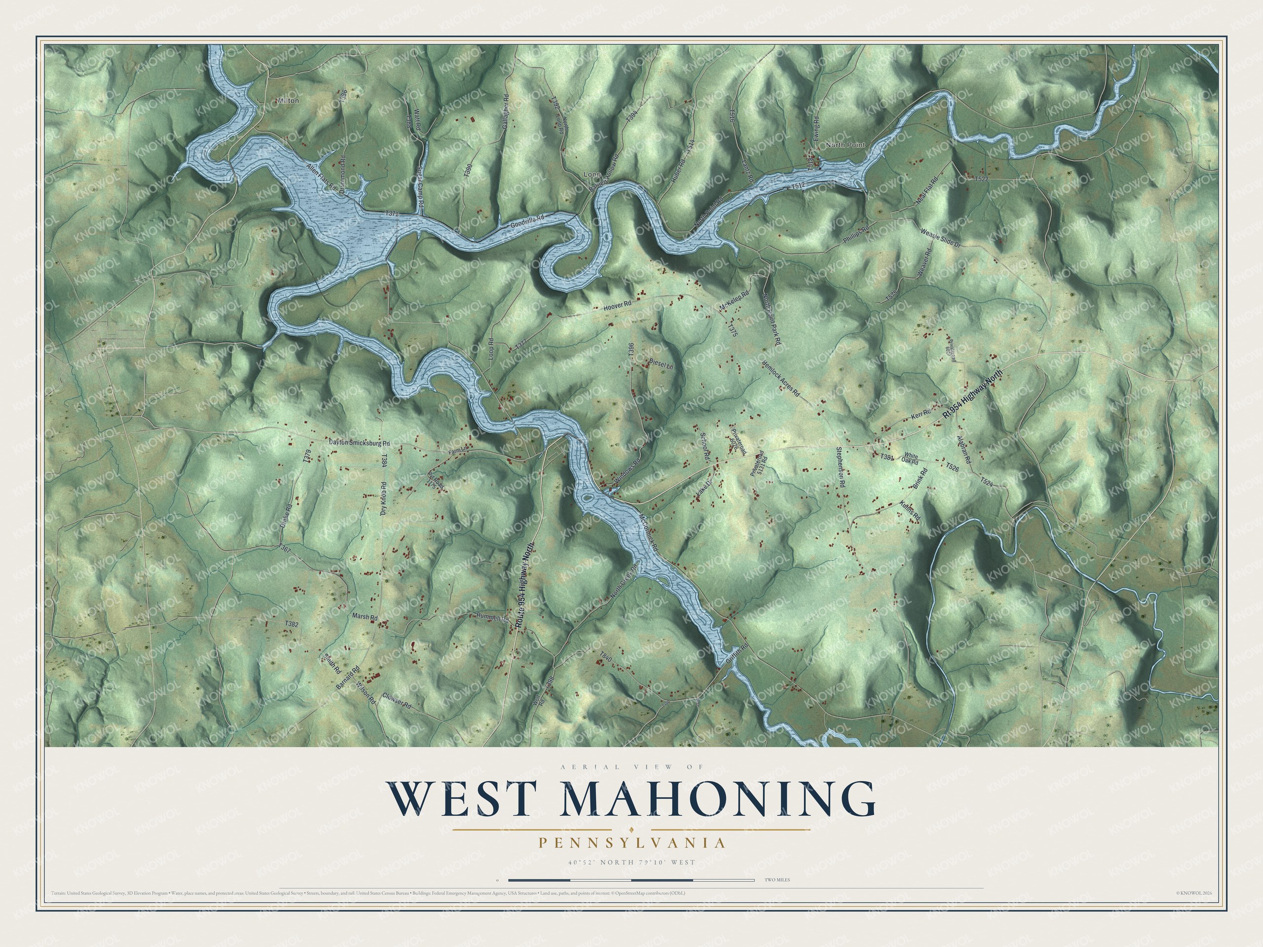 Watermarked full-map preview of West Mahoning, Pennsylvania