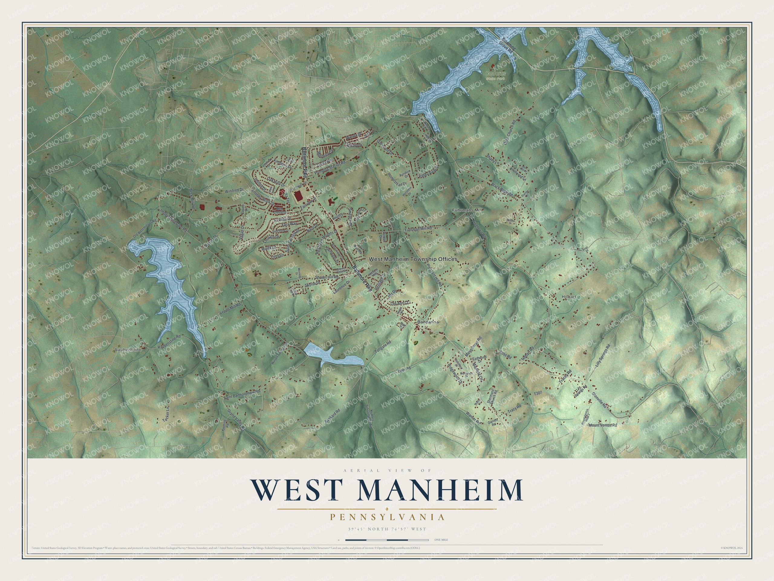 Watermarked full-map preview of West Manheim, Pennsylvania
