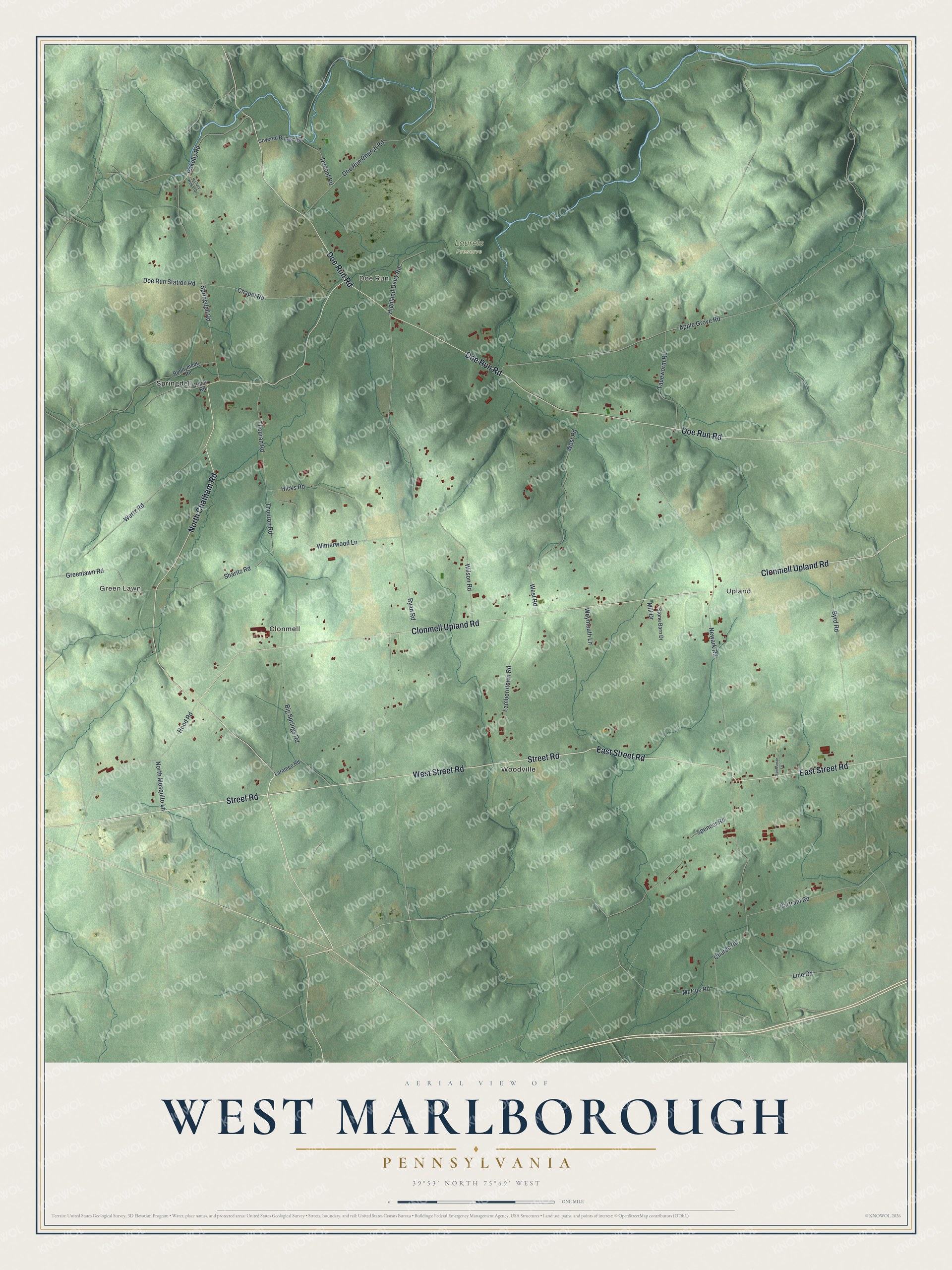 Watermarked full-map preview of West Marlborough, Pennsylvania
