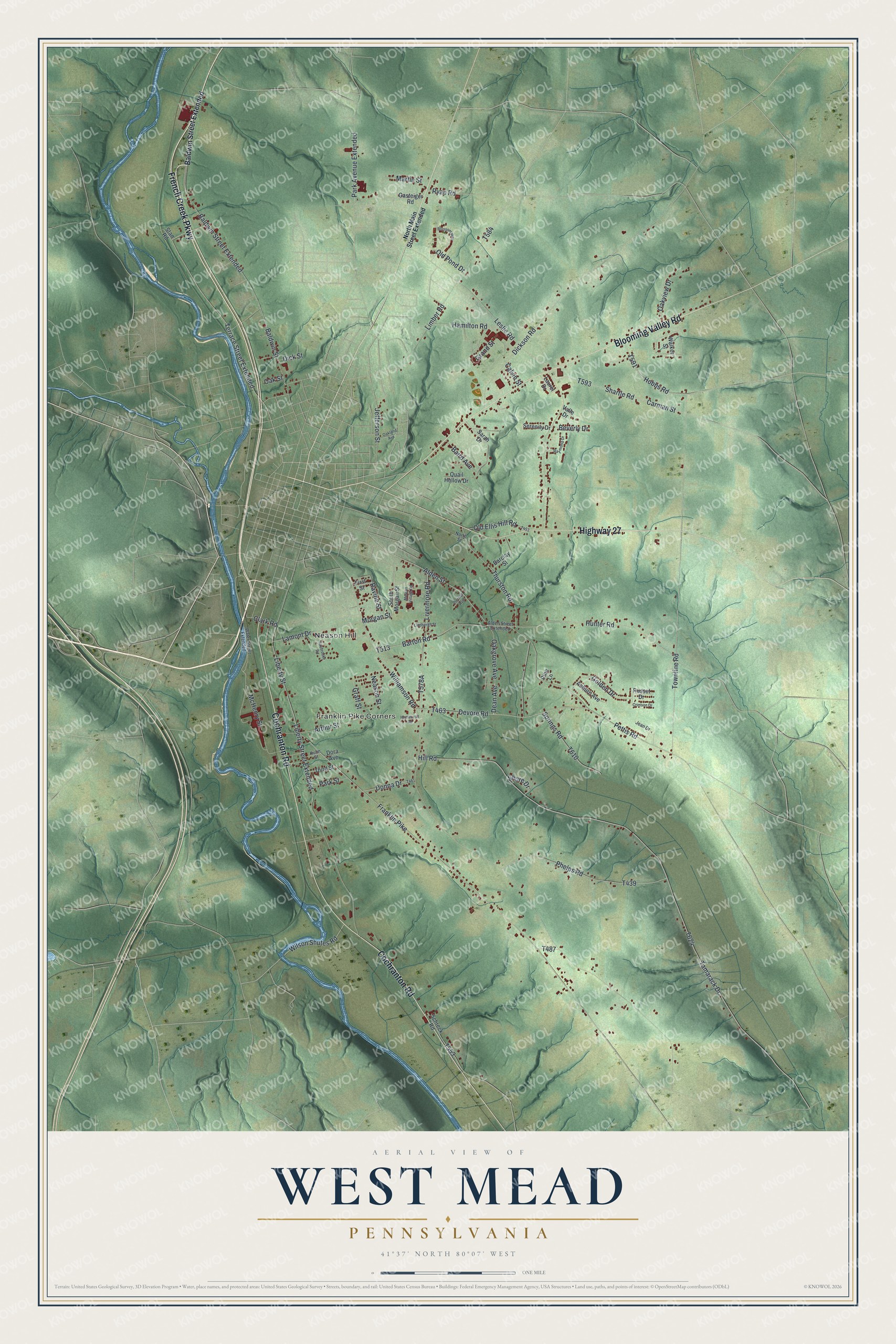 Watermarked full-map preview of West Mead, Pennsylvania