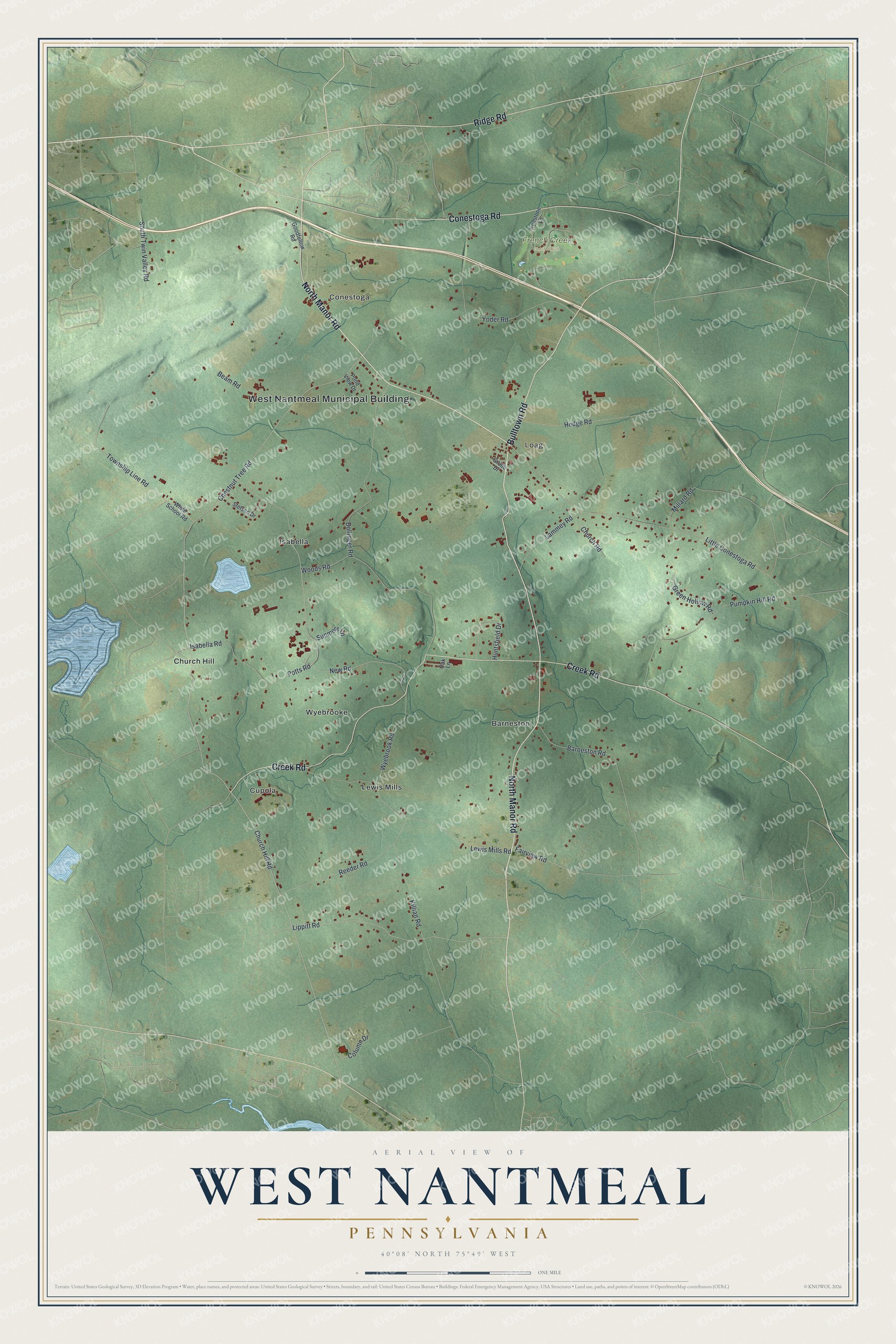 Watermarked full-map preview of West Nantmeal, Pennsylvania