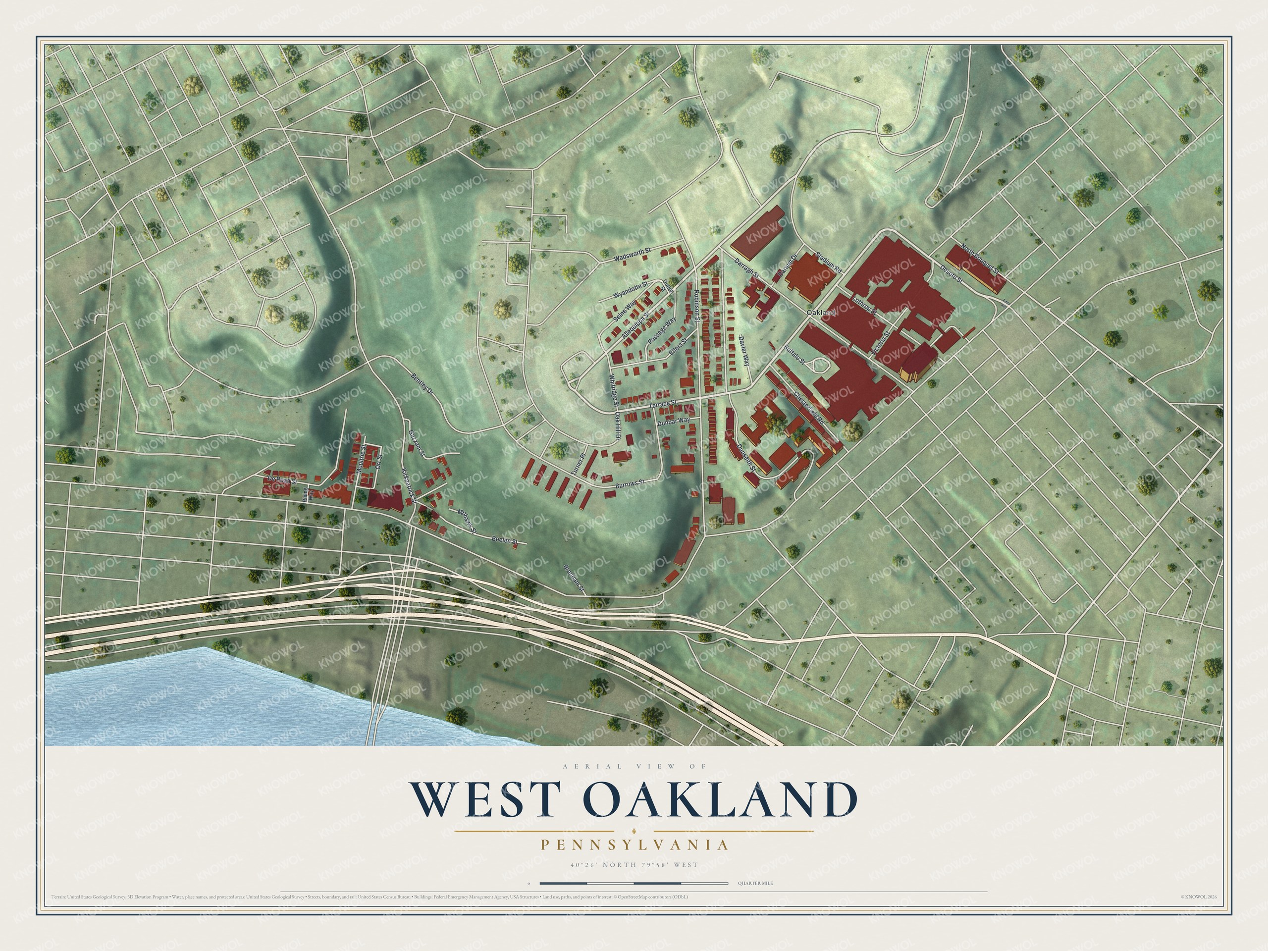 Watermarked full-map preview of West Oakland, Pennsylvania