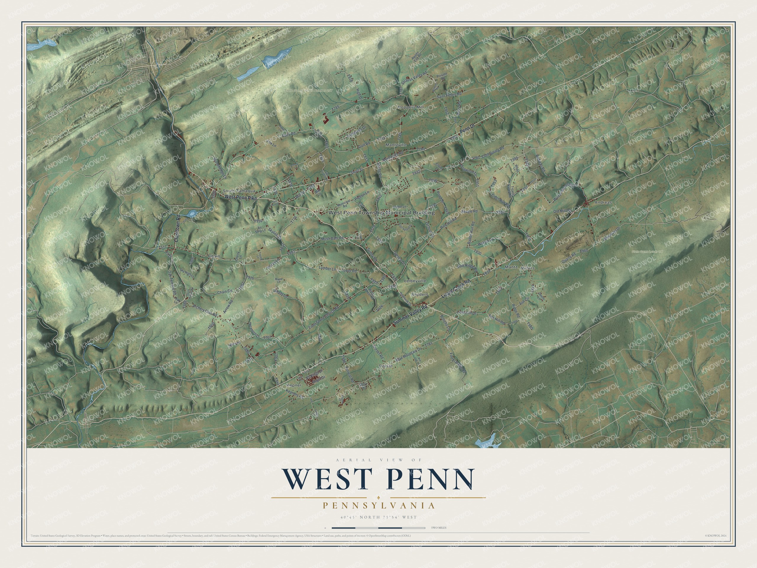 Watermarked full-map preview of West Penn, Pennsylvania