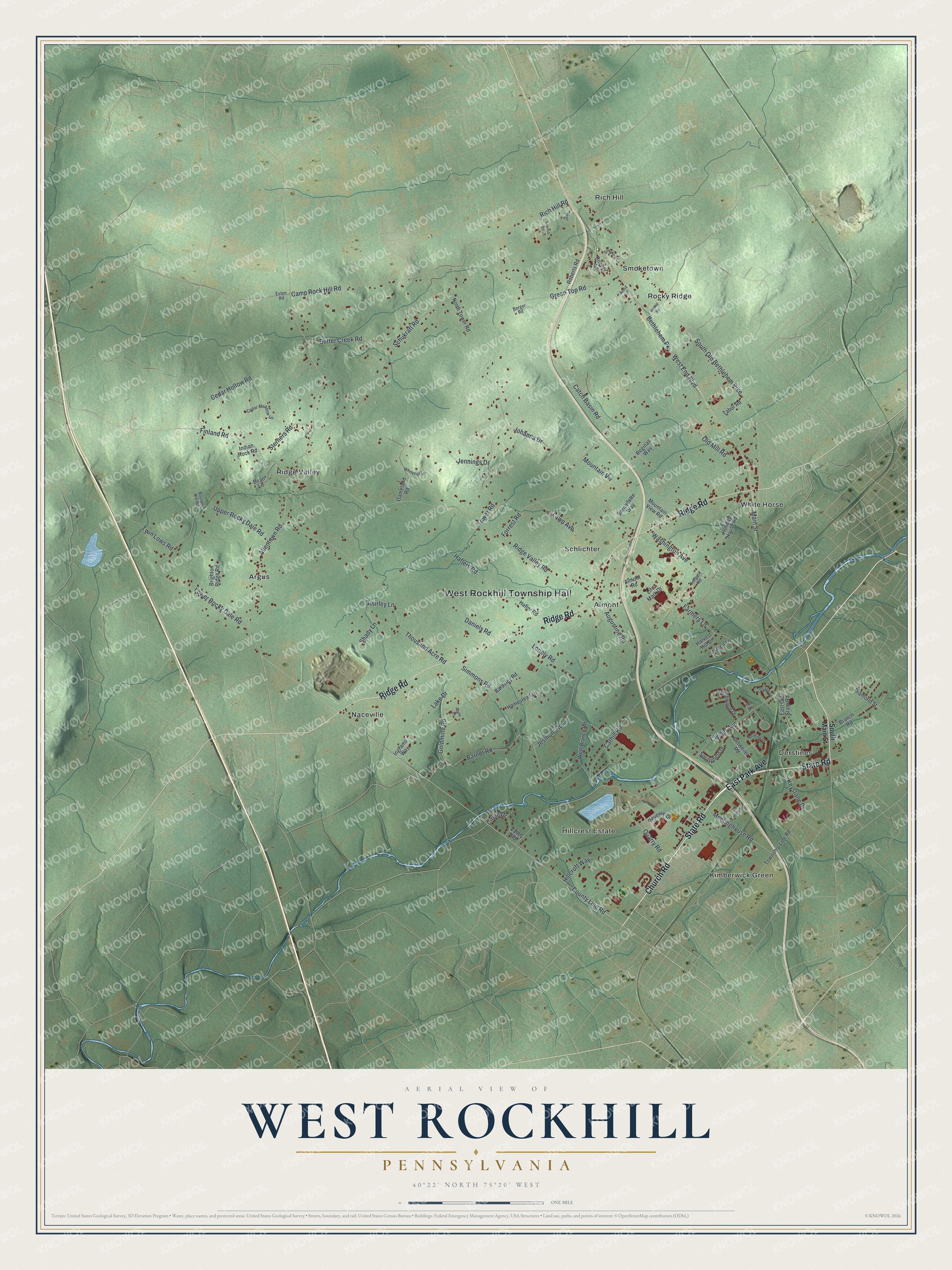 Watermarked full-map preview of West Rockhill, Pennsylvania