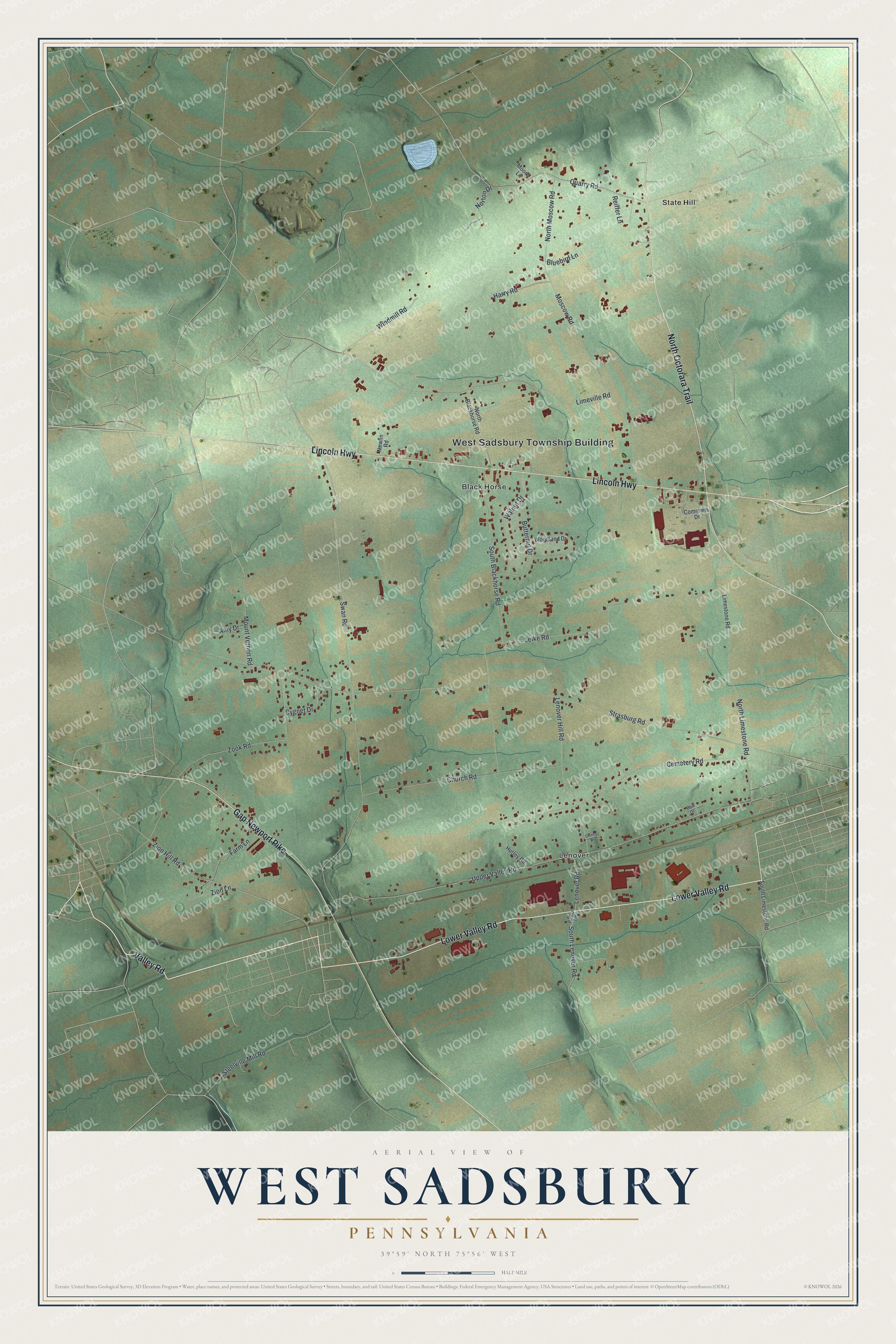Watermarked full-map preview of West Sadsbury, Pennsylvania