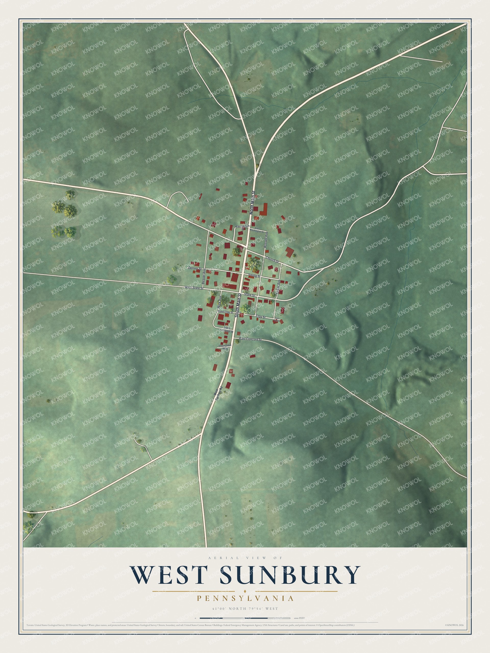 Watermarked full-map preview of West Sunbury, Pennsylvania