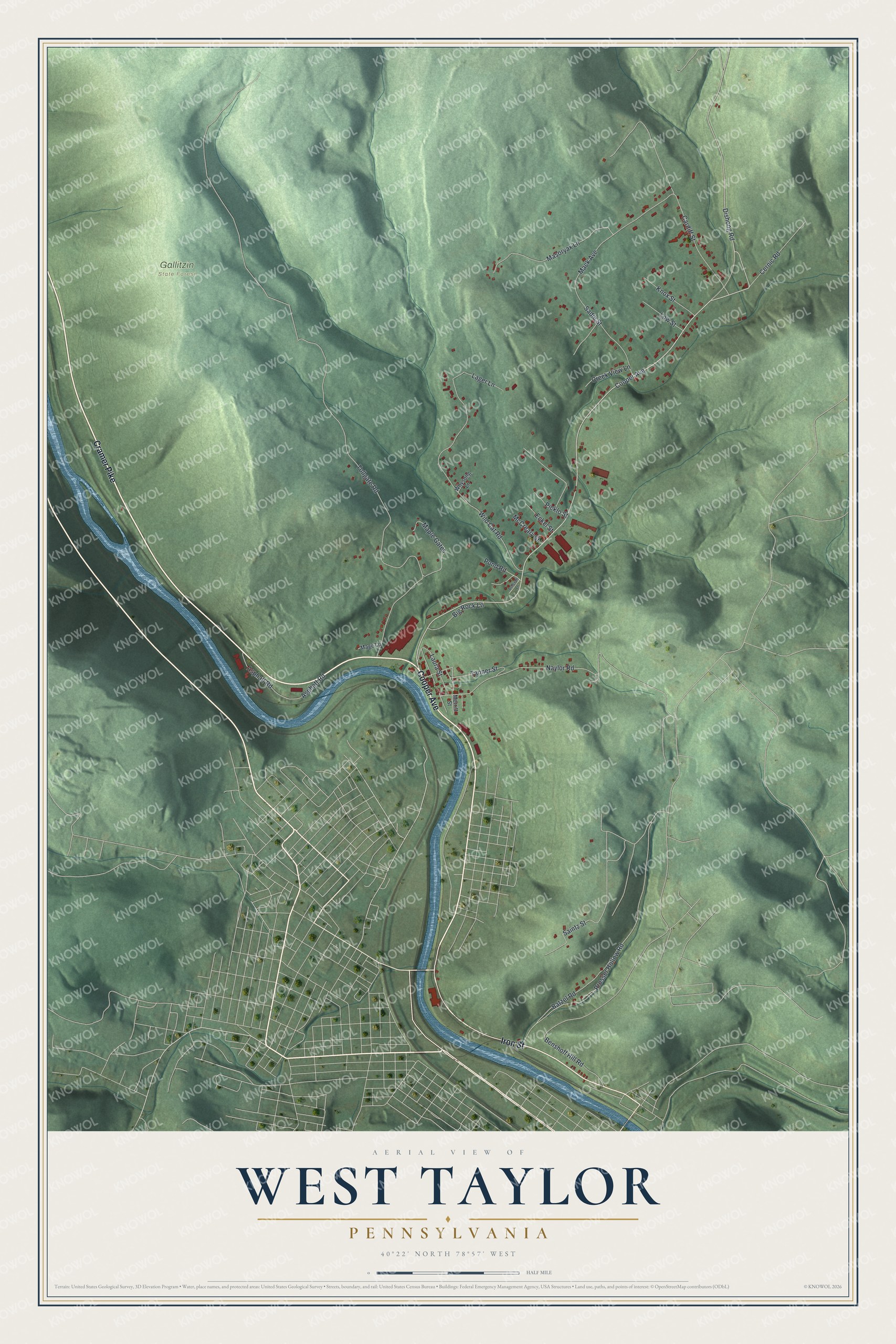 Watermarked full-map preview of West Taylor, Pennsylvania