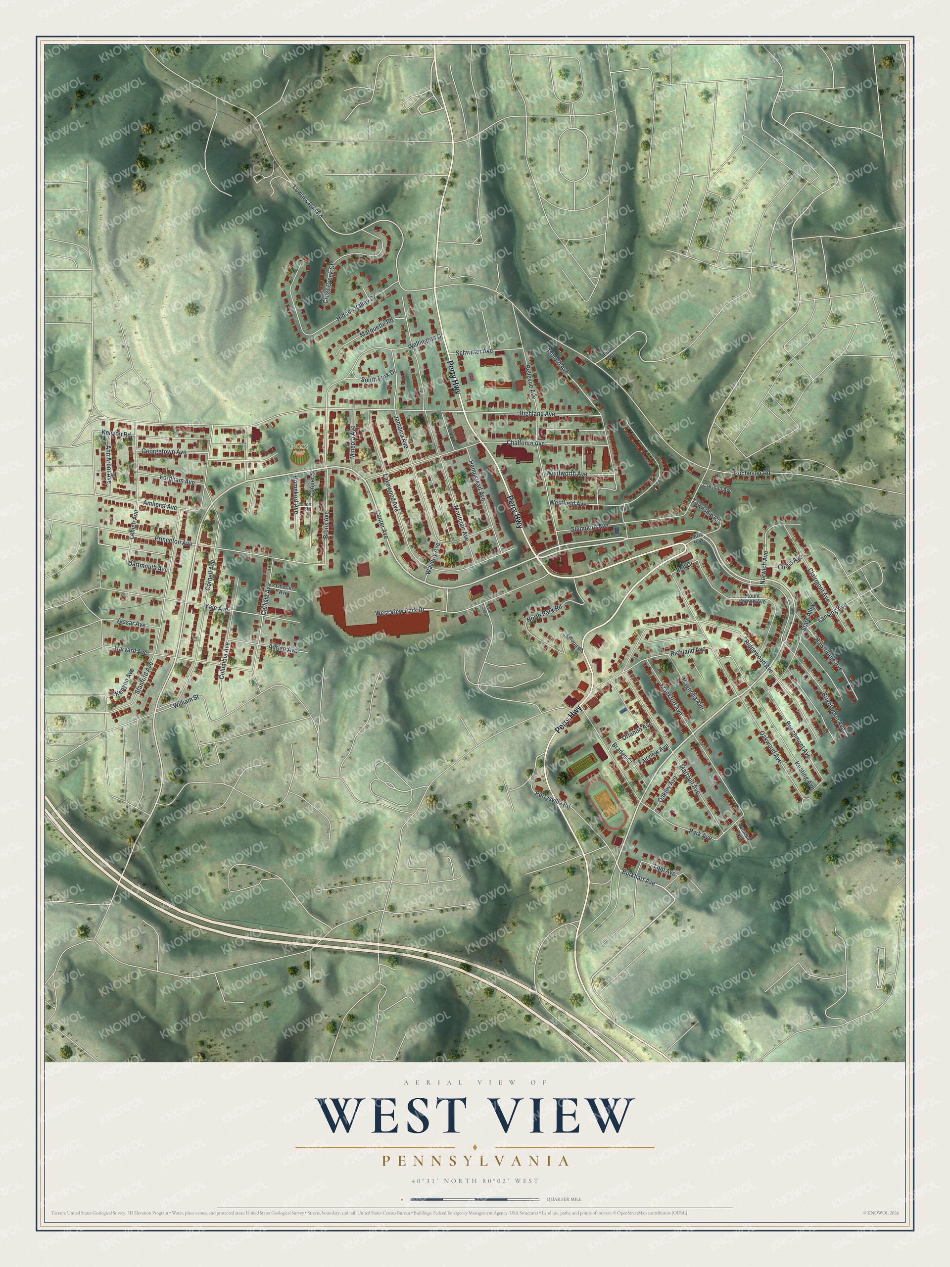 Watermarked full-map preview of West View, Pennsylvania