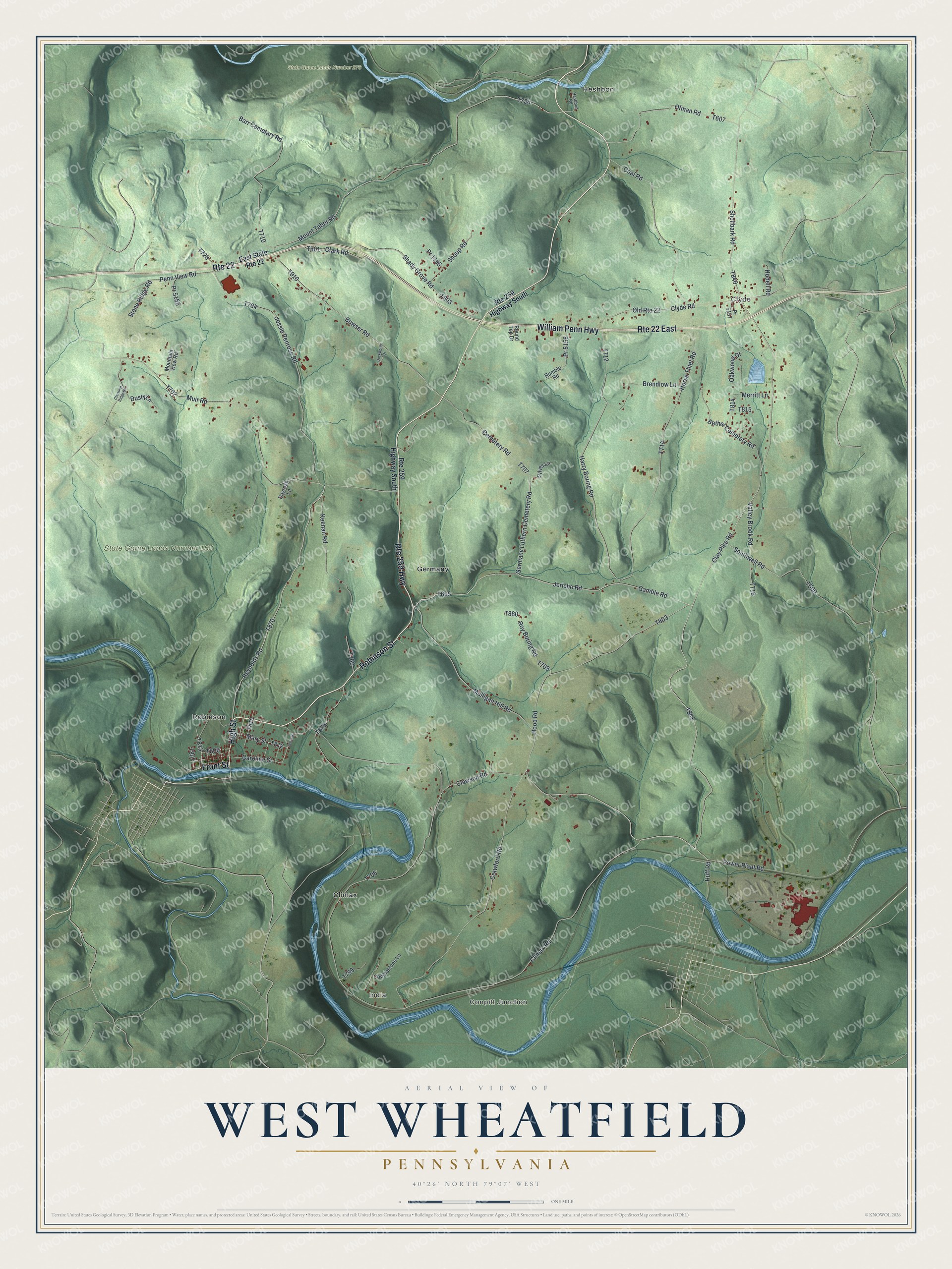 Watermarked full-map preview of West Wheatfield, Pennsylvania