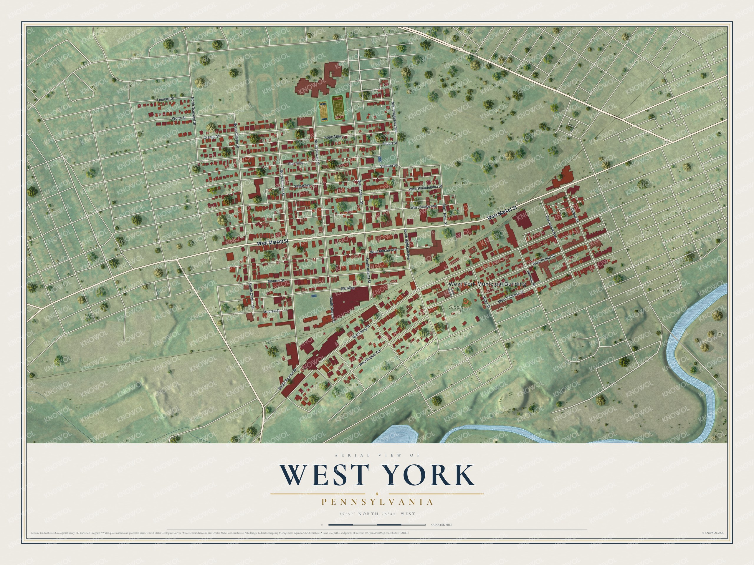 Watermarked full-map preview of West York, Pennsylvania
