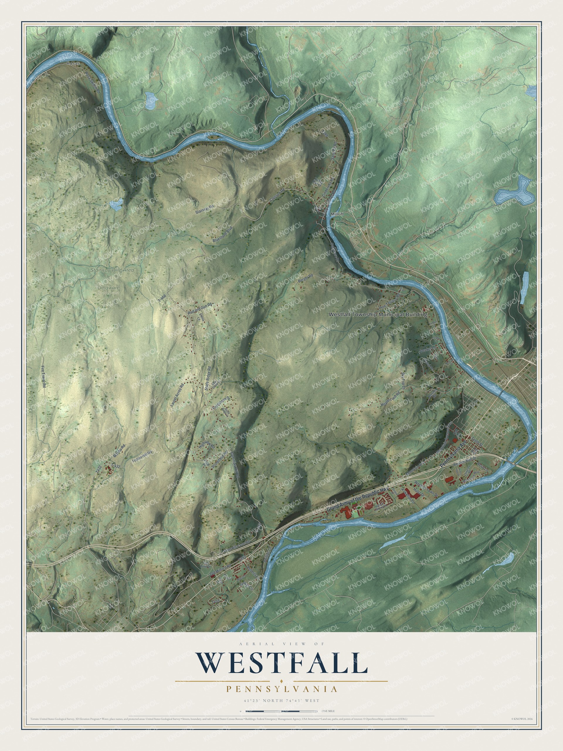 Watermarked full-map preview of Westfall, Pennsylvania