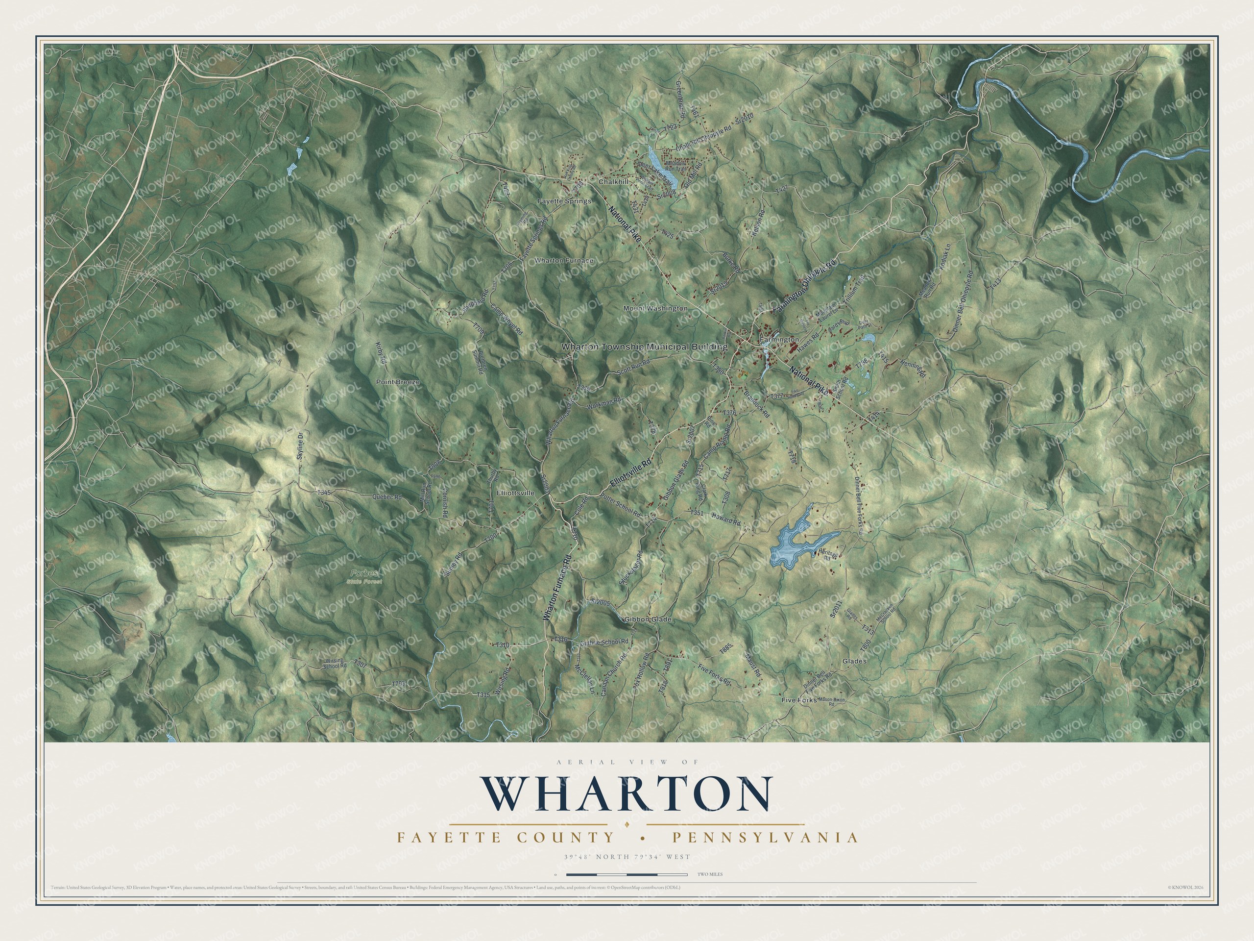 Watermarked full-map preview of Wharton, Pennsylvania