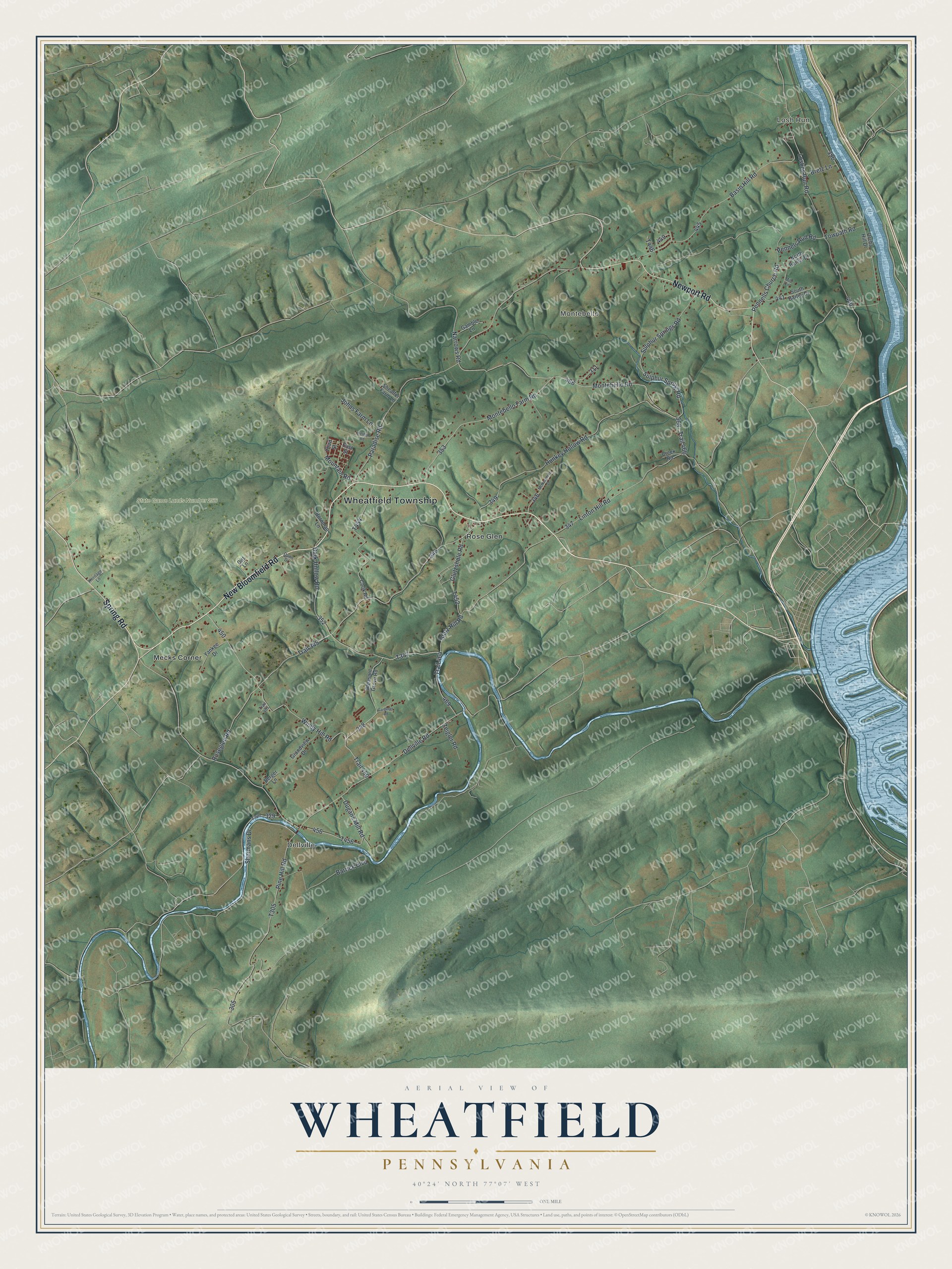 Watermarked full-map preview of Wheatfield, Pennsylvania