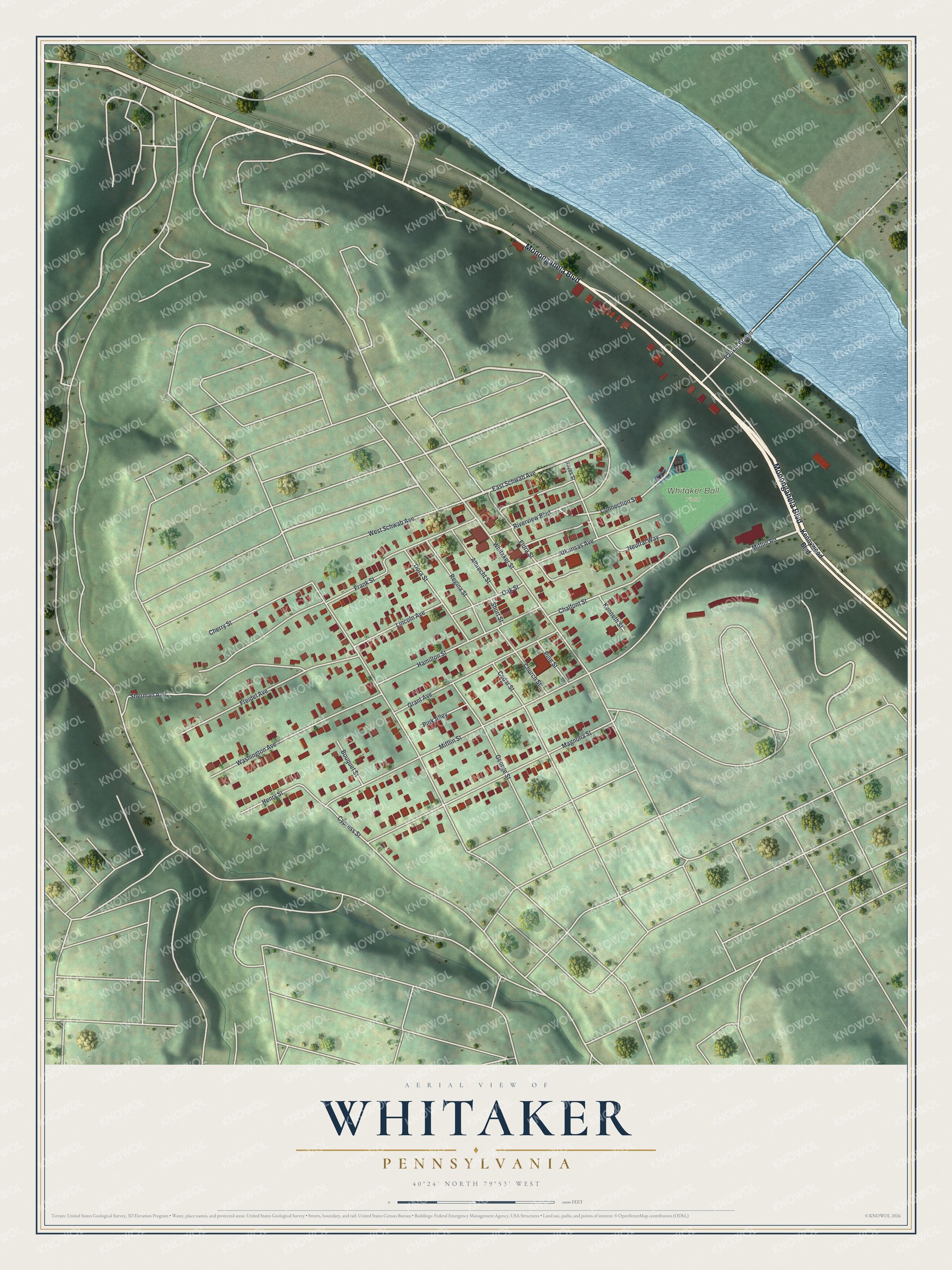 Watermarked full-map preview of Whitaker, Pennsylvania