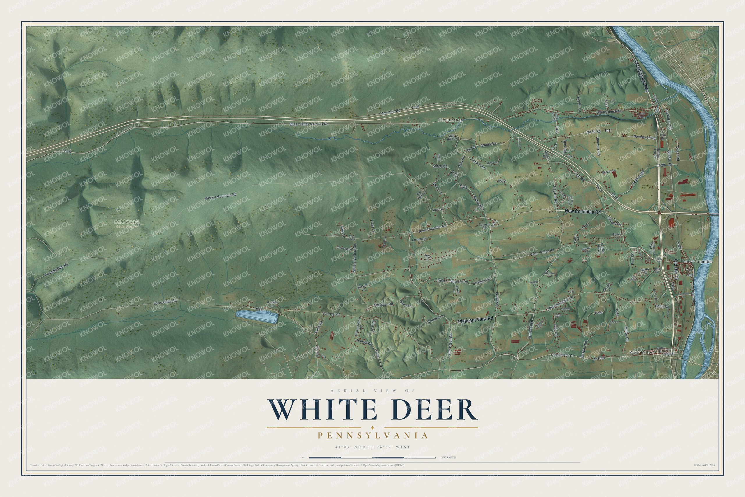 Watermarked full-map preview of White Deer, Pennsylvania