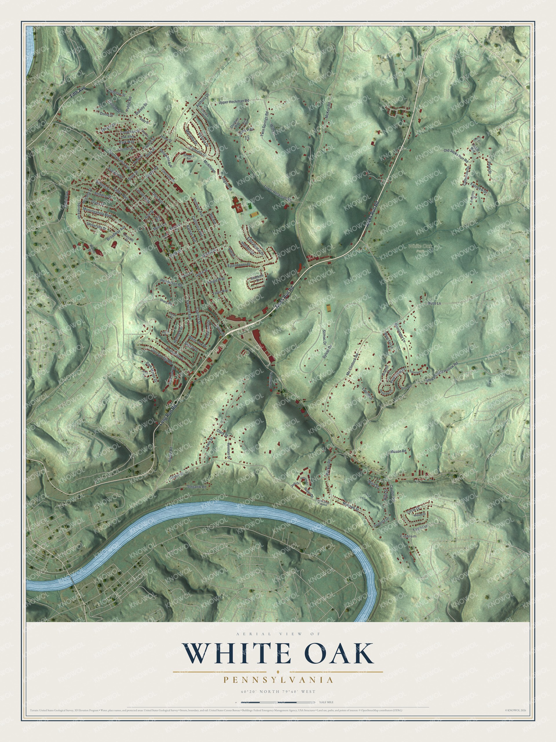 Watermarked full-map preview of White Oak, Pennsylvania