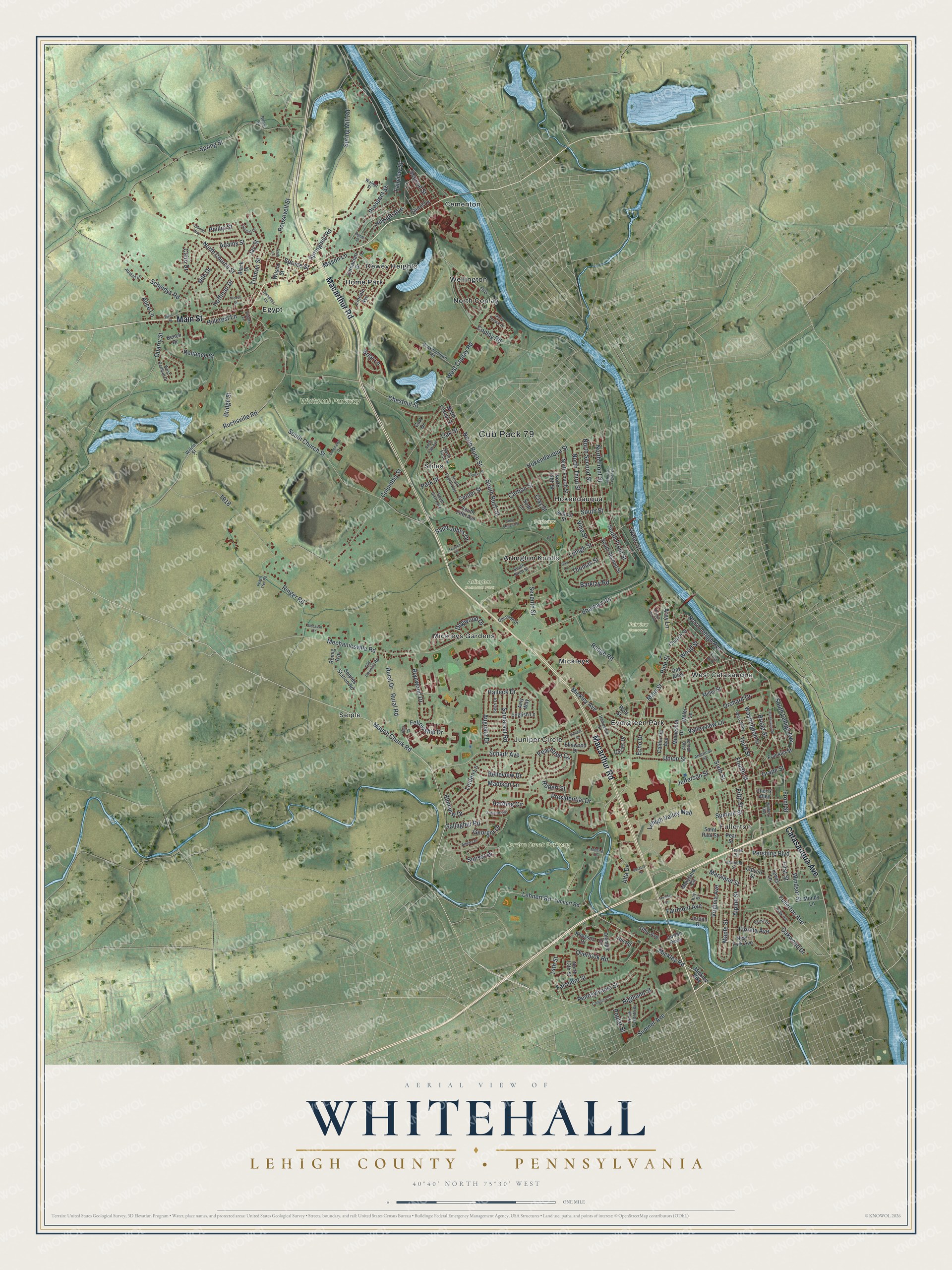 Watermarked full-map preview of Whitehall, Pennsylvania