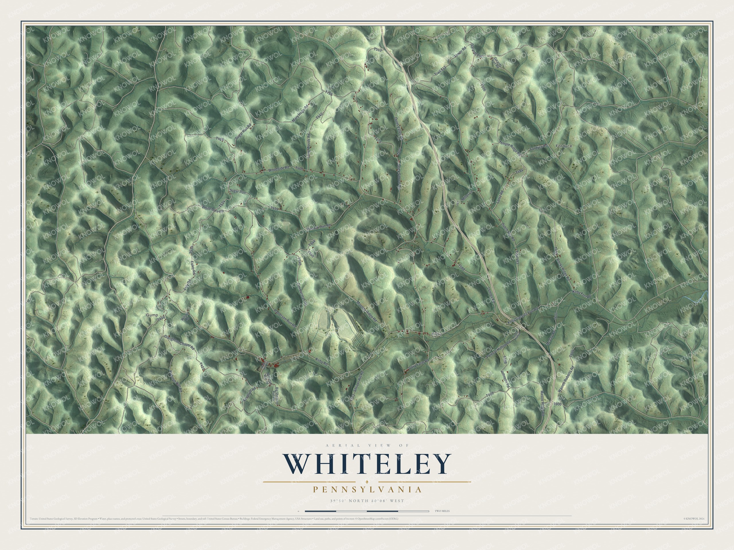 Watermarked full-map preview of Whiteley, Pennsylvania