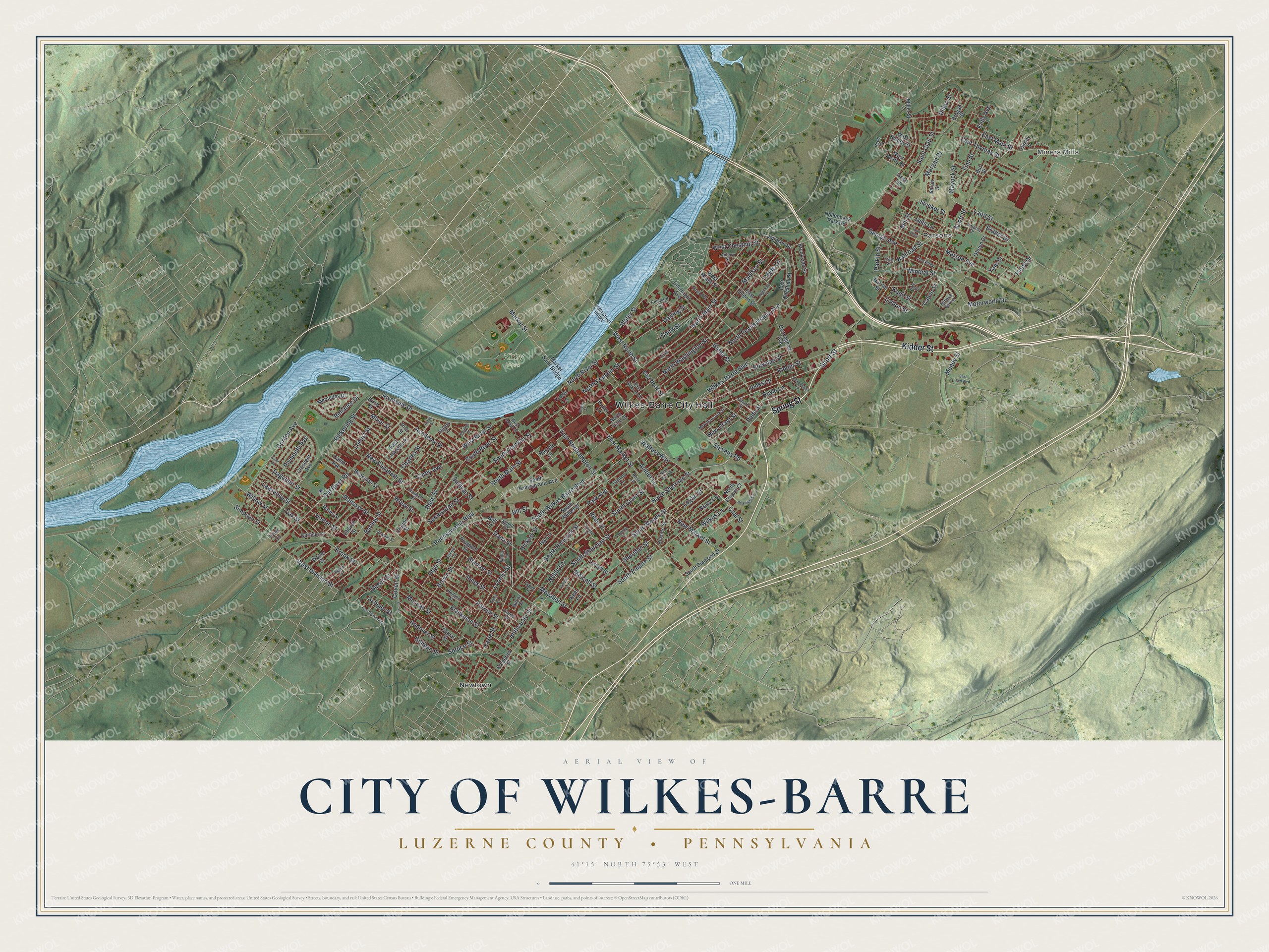 Watermarked full-map preview of City of Wilkes-Barre, Pennsylvania