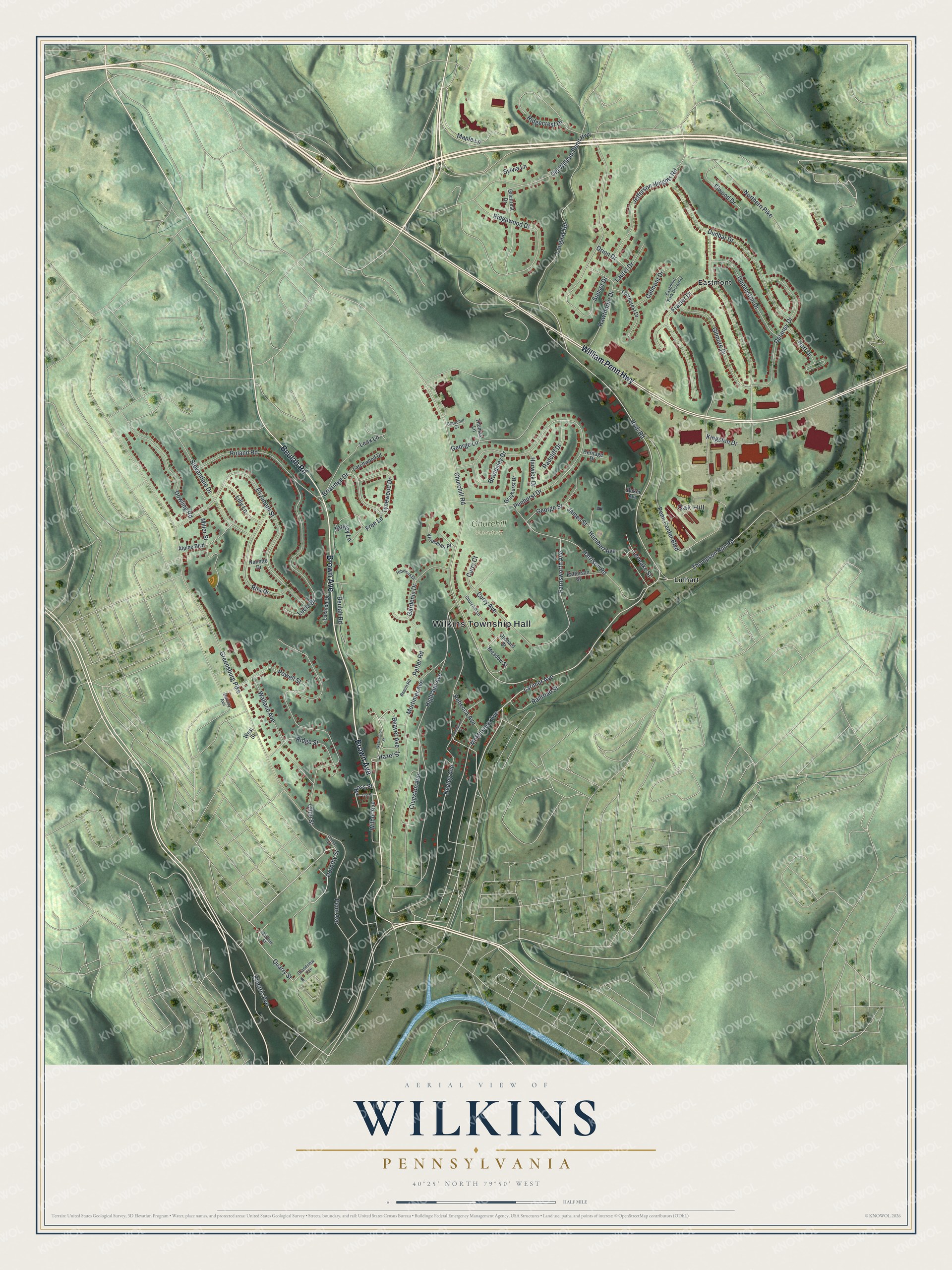 Watermarked full-map preview of Wilkins, Pennsylvania
