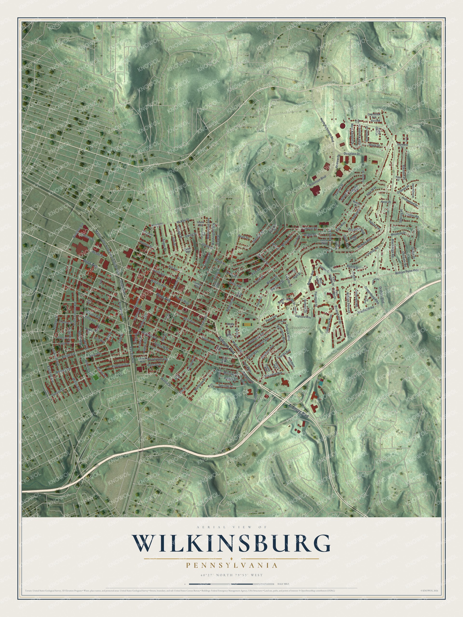 Watermarked full-map preview of Wilkinsburg, Pennsylvania
