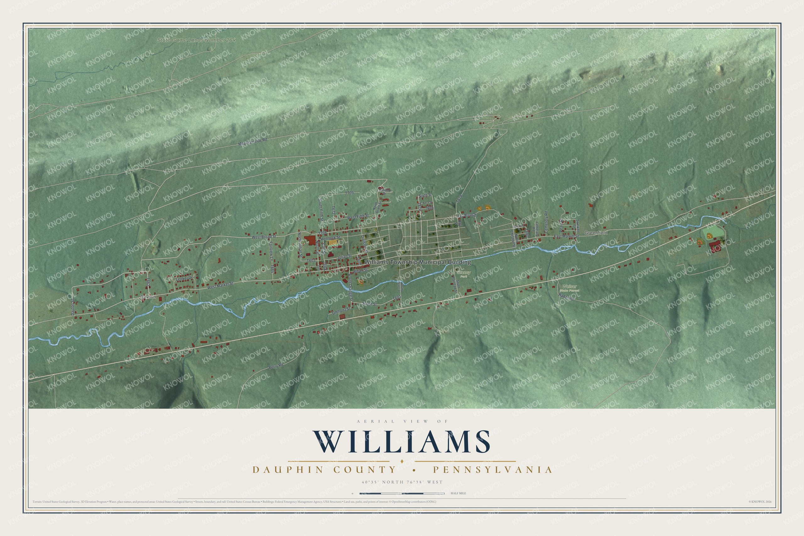 Watermarked full-map preview of Williams, Pennsylvania