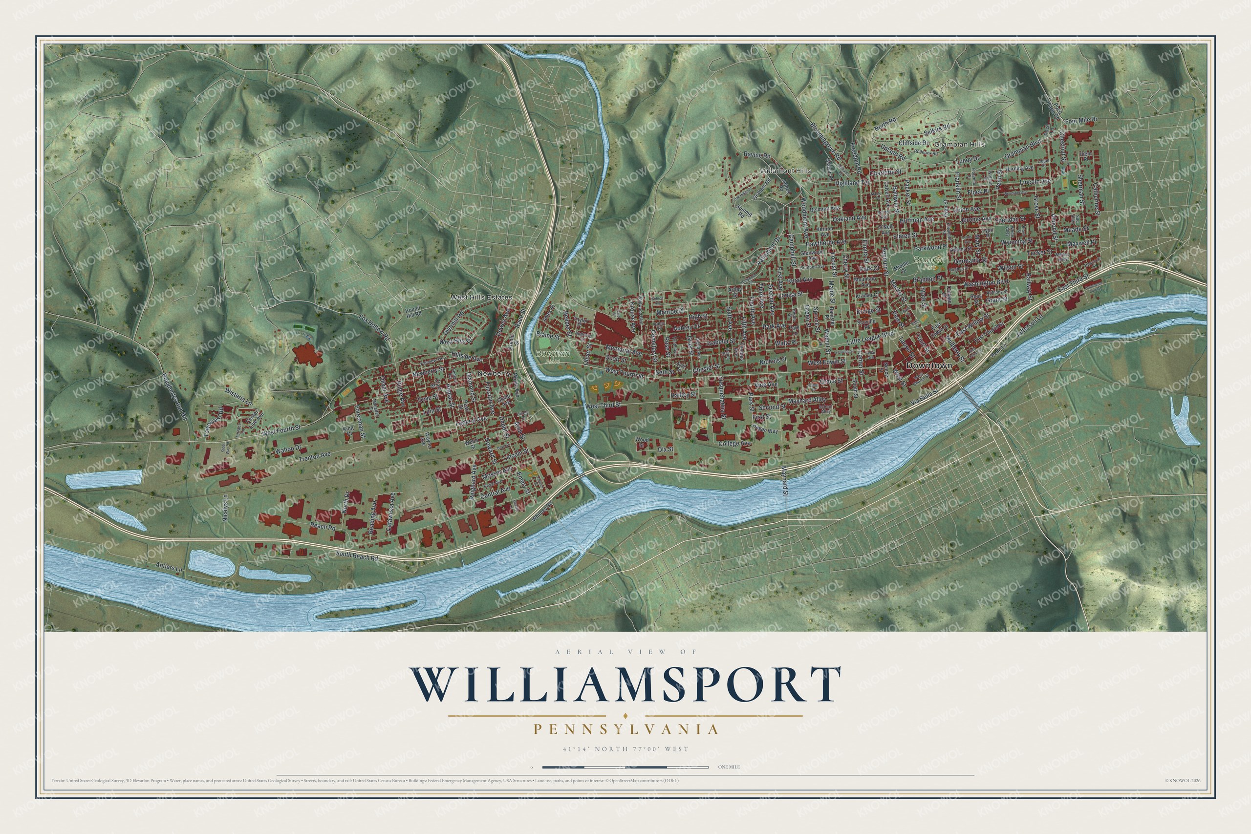 Watermarked full-map preview of Williamsport, Pennsylvania